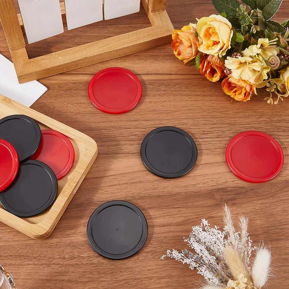 CREATCABIN 8 pz. Dischi Air Hockey 6.4cm Dischetti Ricambio Pesanti Standard Plastica Leggeri per Tavoli Attrezzature Set Allenamento trattenimento Accessori per Feste Terni Adulti Rosso Nero