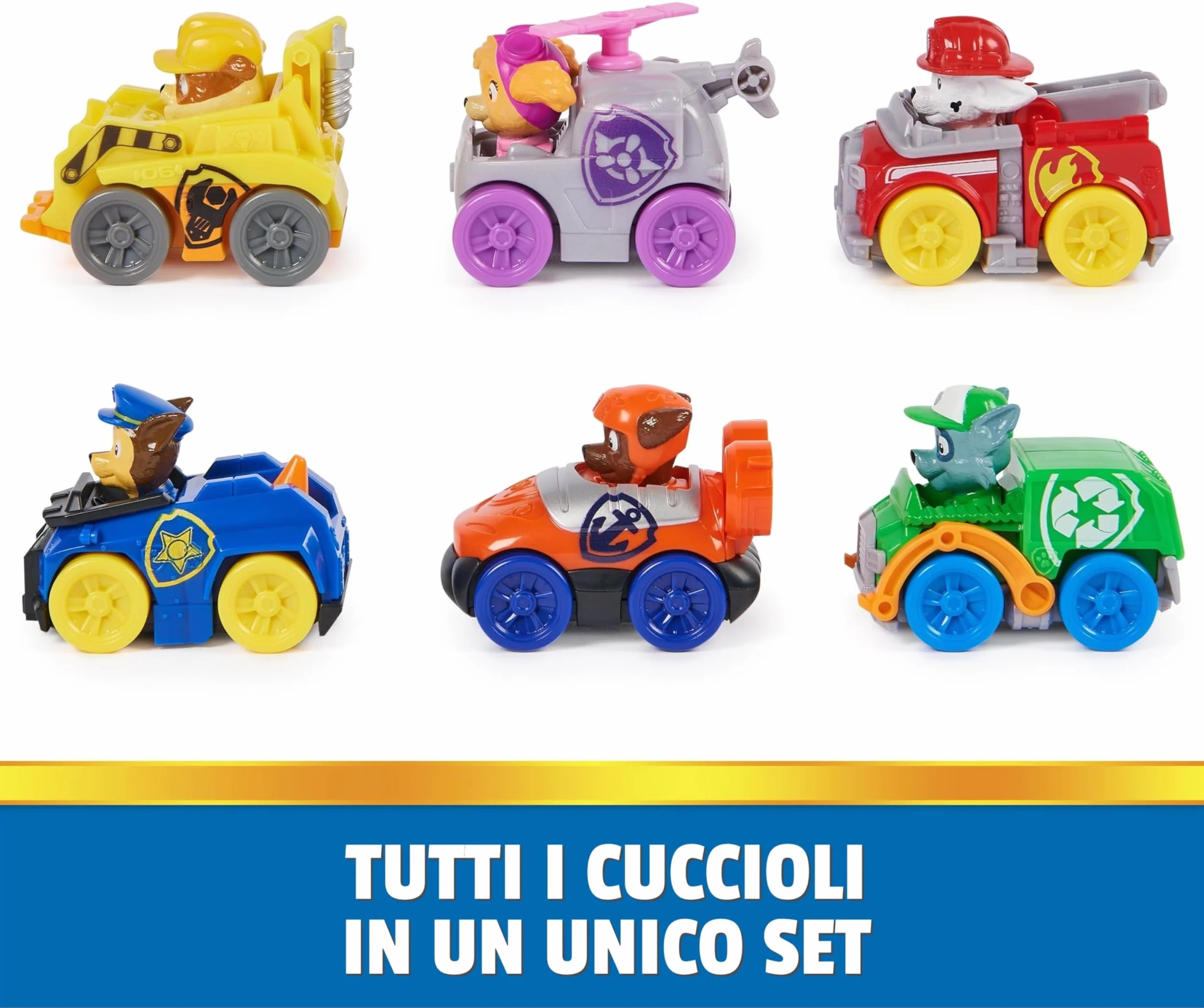 Paw Patrol Pup Squad Racers, Confezione Regalo con 6 Veicoli, Personaggi Collezione, Giocattoli per Bambini e Bambine, 3+ Anni