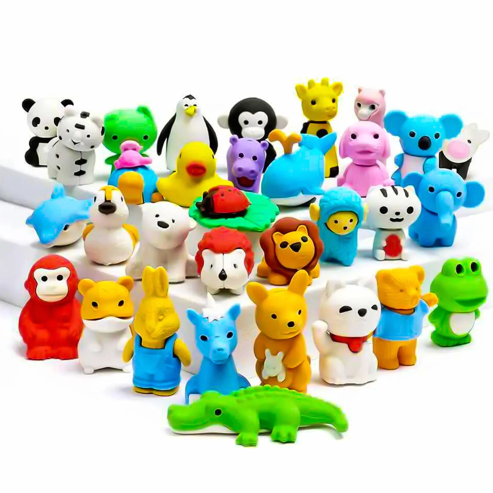 OFFCUP Mini Gomme da Cancellare, 32 pcs, con Panda Canguro Koala Unicorno, Carina per Riempire Borse Regalo, Premi di Giochi e Scolastico