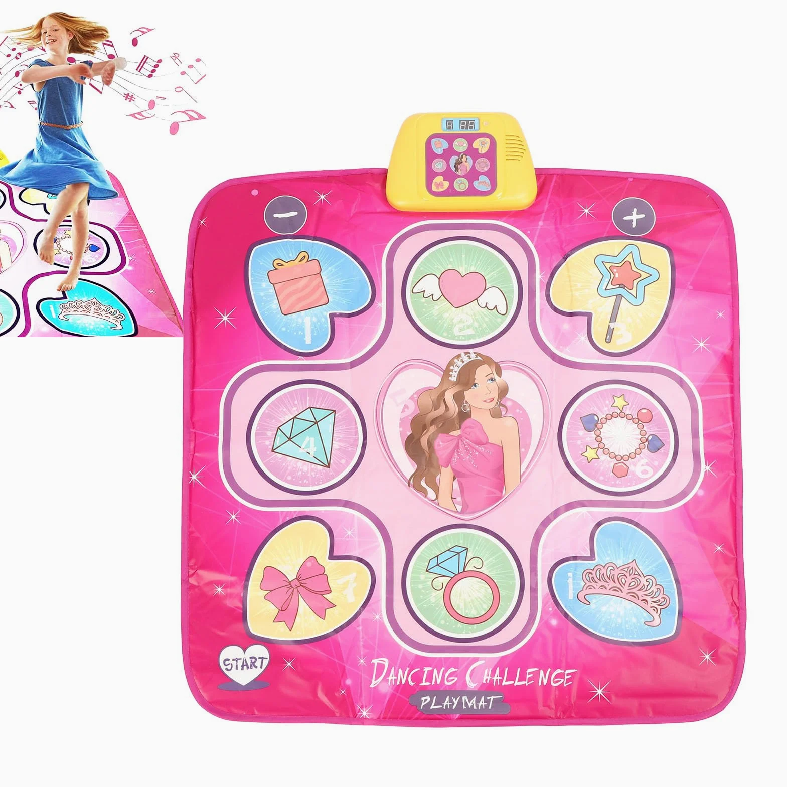 Fockety Tappetino da Ballo Elettronico per Bambini, Tappetino da Ballo Programmabile Wireless Antiscivolo da 35,4 Pollici Tappetino per Danza Ritmica per Esercizi, Tappetino da Gioco per