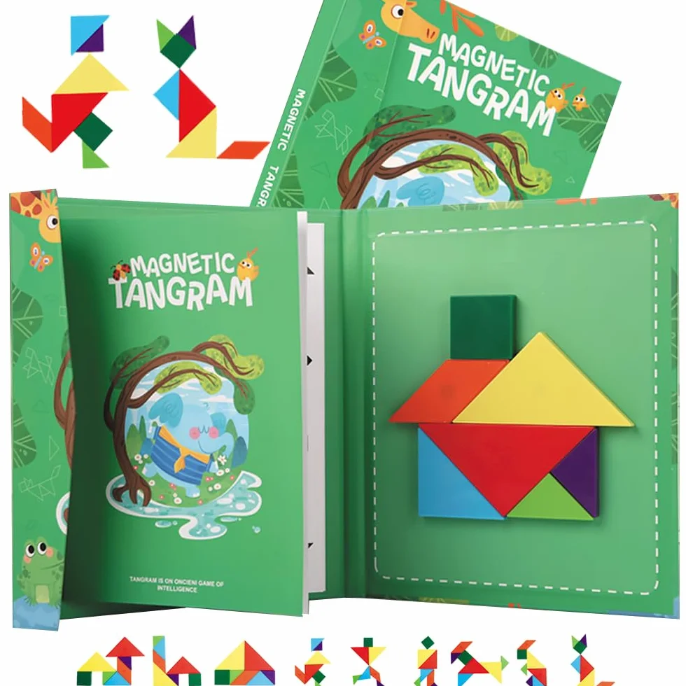 Tangram Magnetico - Gioco per bambini dai 3 anni - Gioco di viaggio per bambini - Rompere testa - Logica -Apprendimento Forme geometriche Colori - Regalo Natale Compleanno - Montessori
