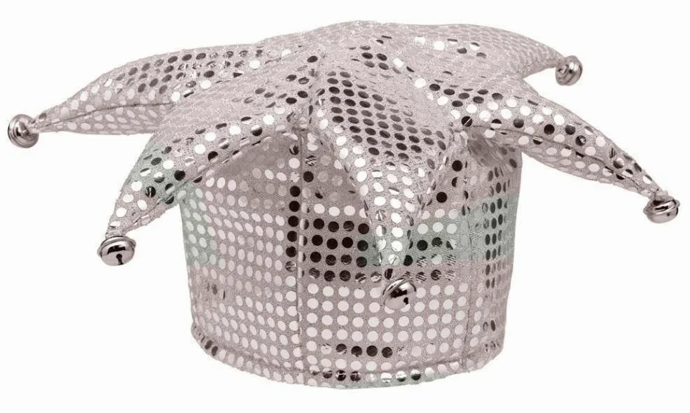 White Sequin Jester Hat