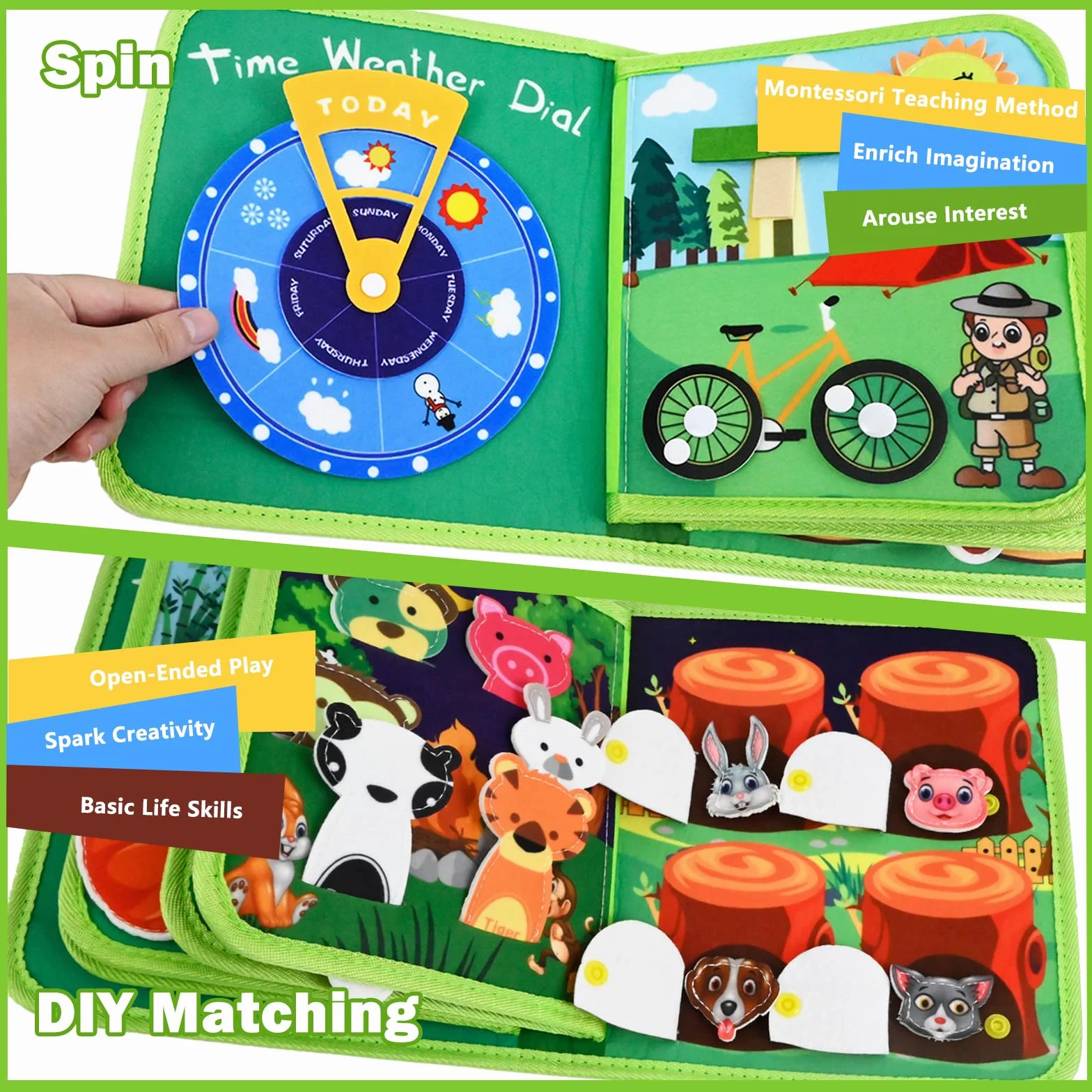 Busy Board Montessori 1 Anno, Quiet Book Sensoriale Educativo Feltro Valigetta Giochi Montessori 1 2 3 Anni, Giochi Libro Interattivo Tavolo Pannello attività Didattici Regalo Bimbo