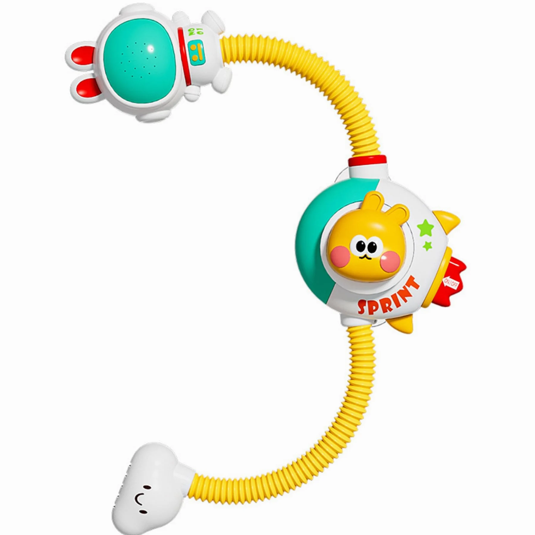 Giochi da bagno per bambini da 1 a 3 anni, Soffione doccia a forma di coniglio con batteria ricaricabile, Giochi da bagno per bambini da 3 5 anni, Modalità manuale e ricaricabile, Sciacquatrice del