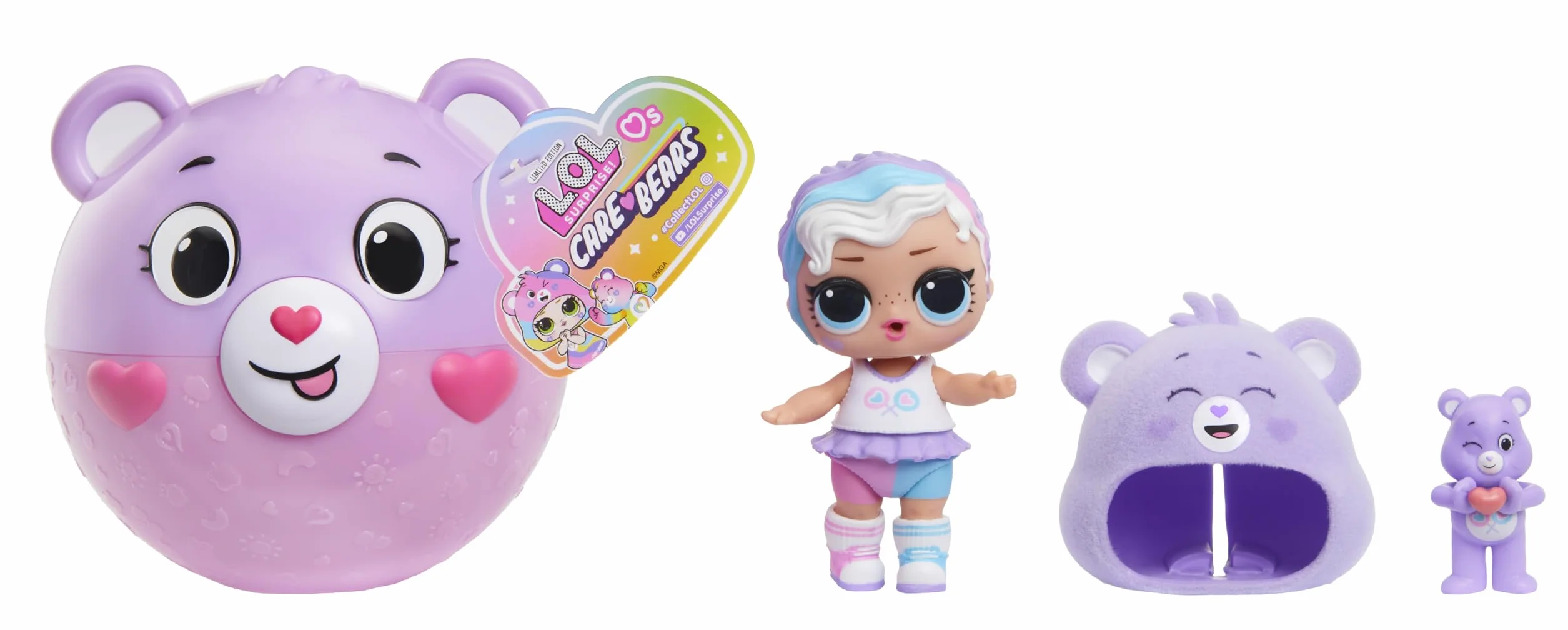 L.O.L. Surprise! Loves Care Bears Tots - Include 1 Bambola, Fornita con Abiti e Accessori, Palla a Forma di Orsetto, Confezione Cieca, Colleziona Tutte e 6 le Bambole