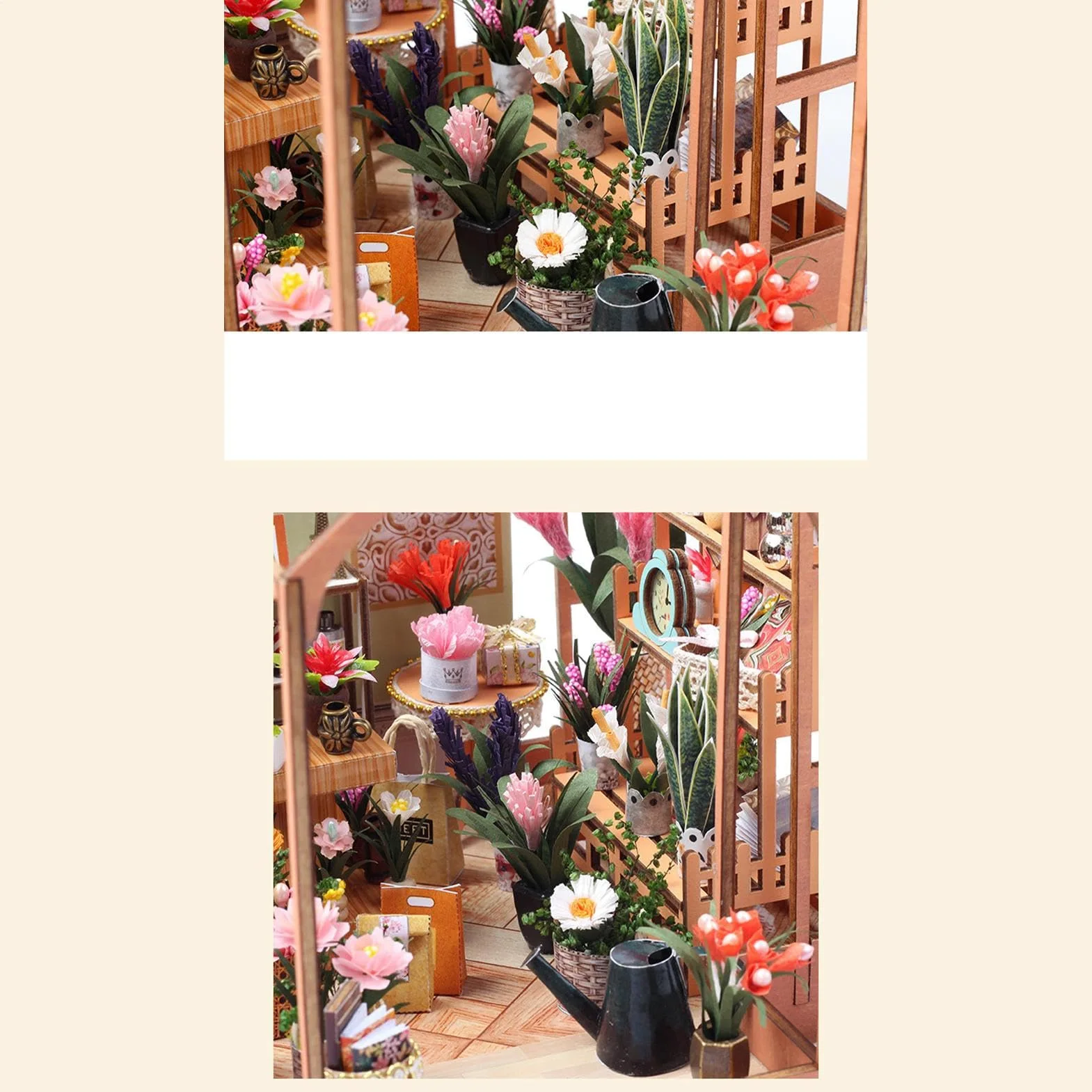 Kit Casa delle Bambole in Miniatura da Costruire Set Decorazione | Kit 3D Serra Domestica Adulti Adolescenti Scaffali Librerie e Camera da e Stanza per Natale