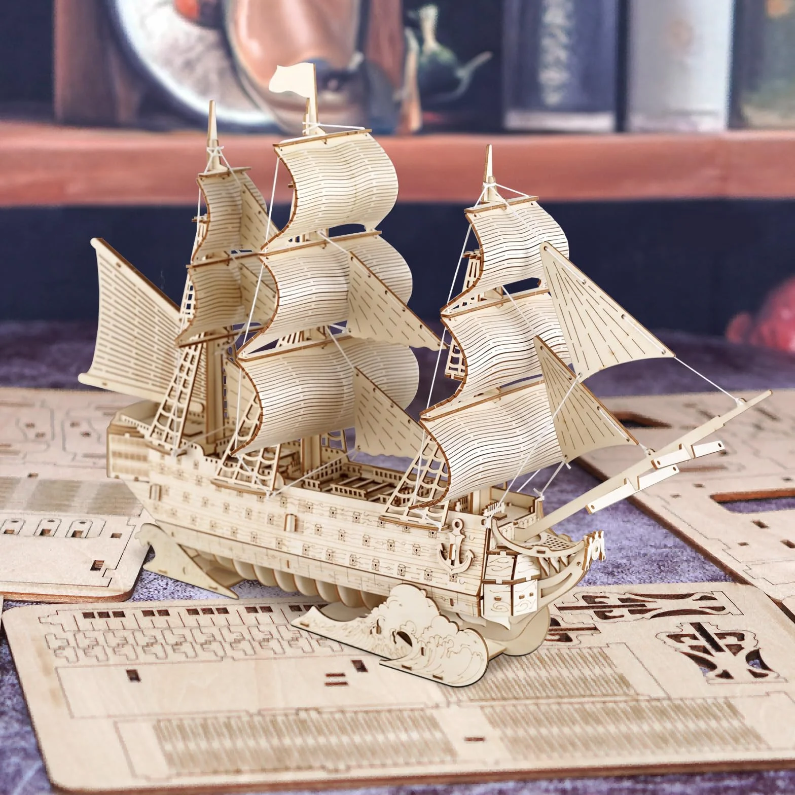 Comfoyar Puzzle 3D Veliero, DIY Barche Costruzioni Legno, Modellismo Costruire Adulti, Kit Fai Da Te Creativo Modellini, Decorazioni Casa e Regali Compleanno Natale San Valentino per Donna Uomo