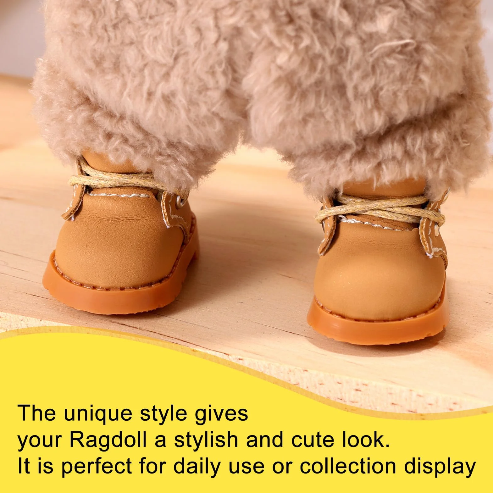 Lyreh Mini Scarpe per Bambole, 5x2,3 cm Scarpe da Ginnastica in Pelle PU per Bambole di Peluche con Tastiera Carine Giocattoli Accessori (Giallo)