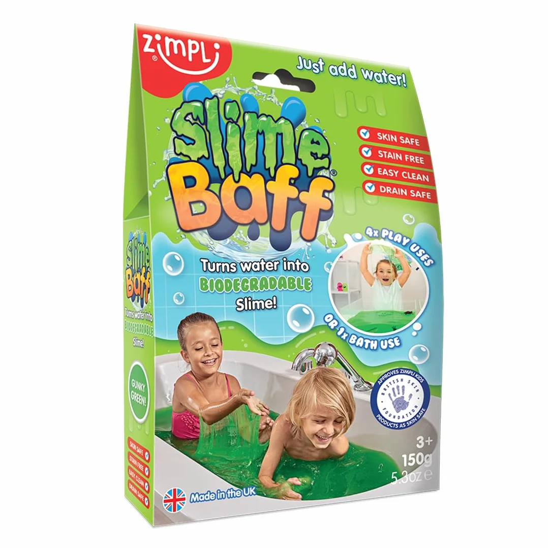 ZIMPLI - Slime Baff Verde, 1 bagno o 4 utilizzi per giocare, come per magia l’acqua si trasforma in una slime colorata, giocattolo da vasca per bambini