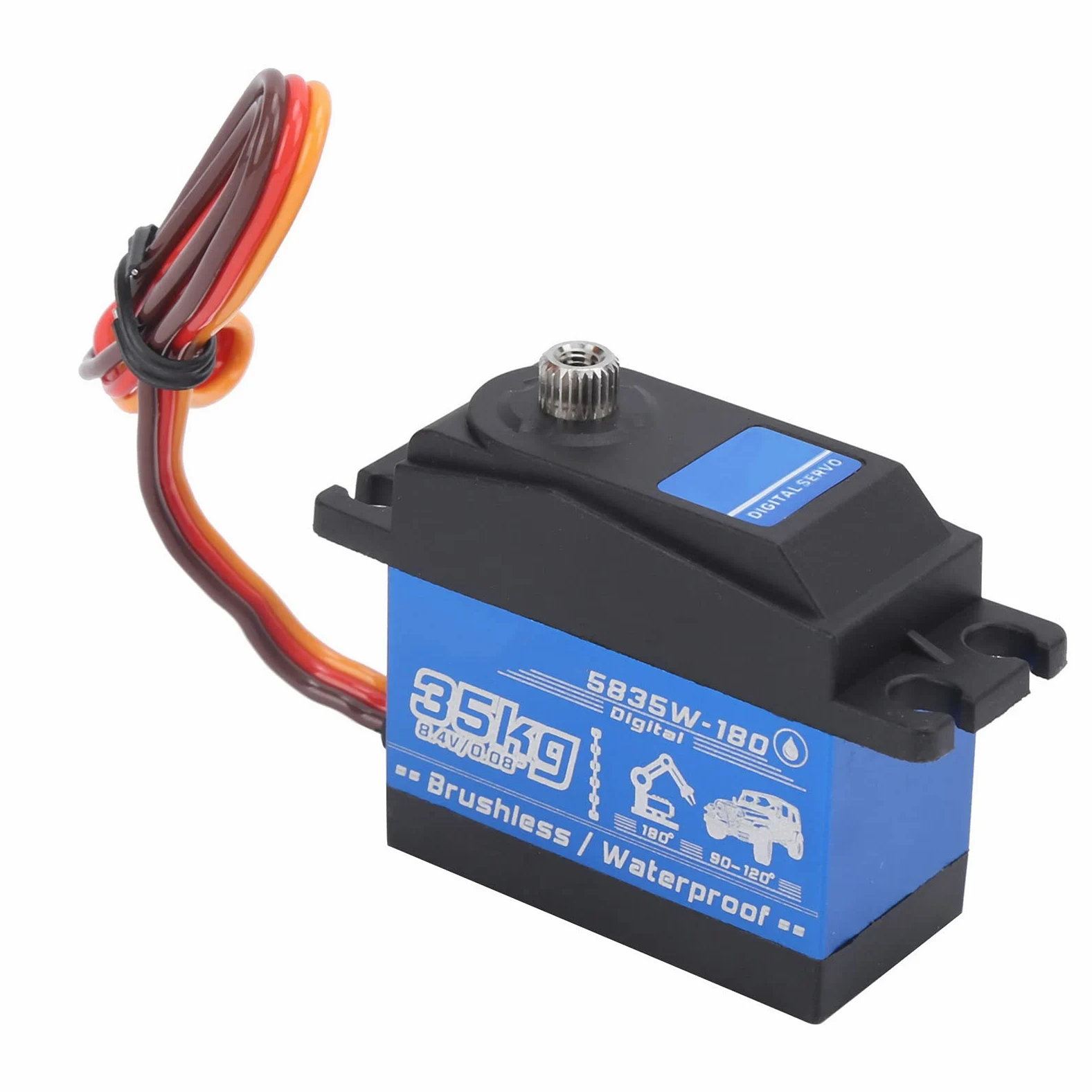 Servomotore brushless impermeabile da 35 kg per auto e robot RC in scala 1/8 e 1/10.
