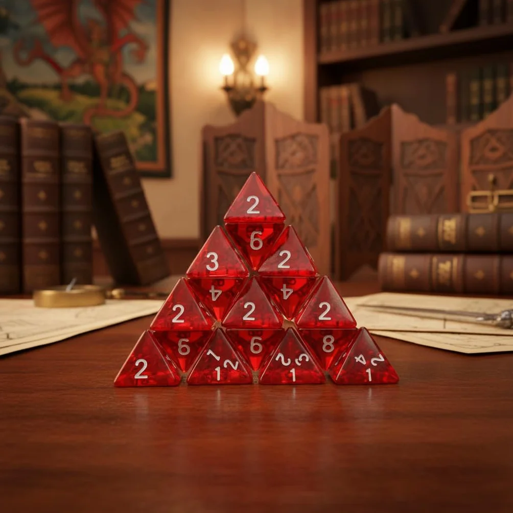 Set di 15 dadi rossi D4 a quattro lati, 2 cm, accessori per giocatore di dadi RPG, durevoli e utili, giochi di dadi, giochi, giocattoli