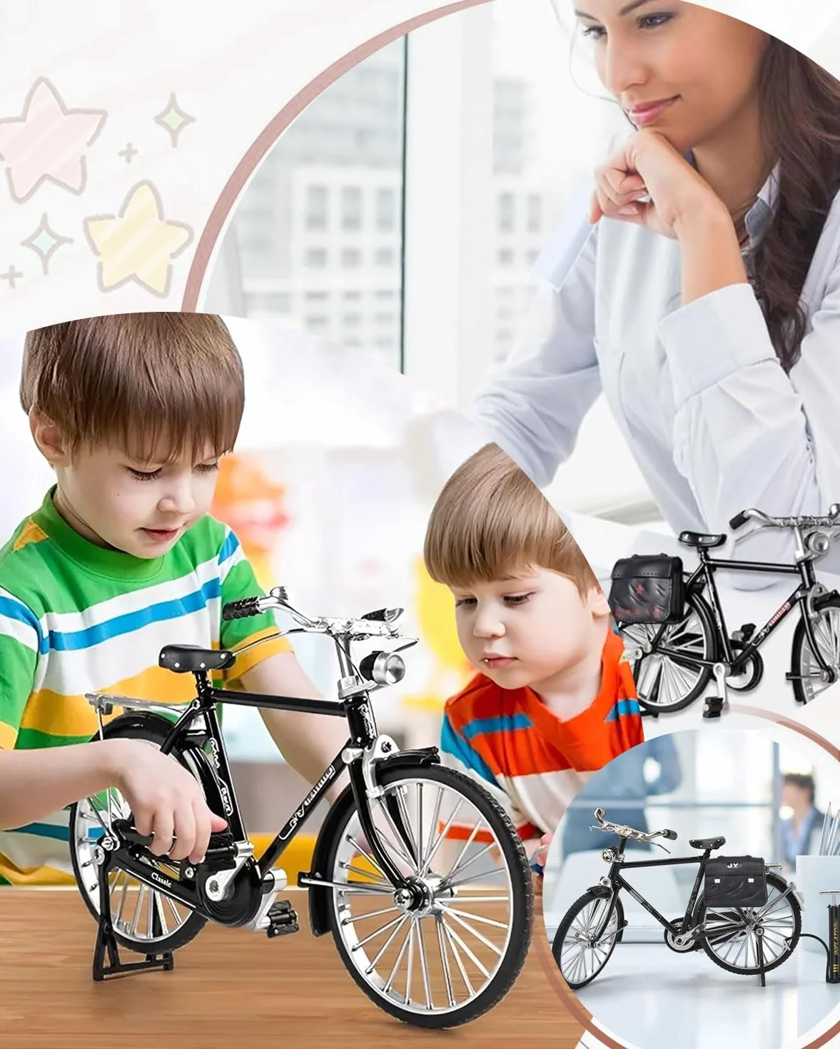 BKit Fai da Te in Scala per Modello di Bicicletta,modellino bici,Kit di Giocattoli per modellini di Bici da Dito,Kit Scala Modello Bicicletta Simulazione 1/10,per camera da letto,idea regalo