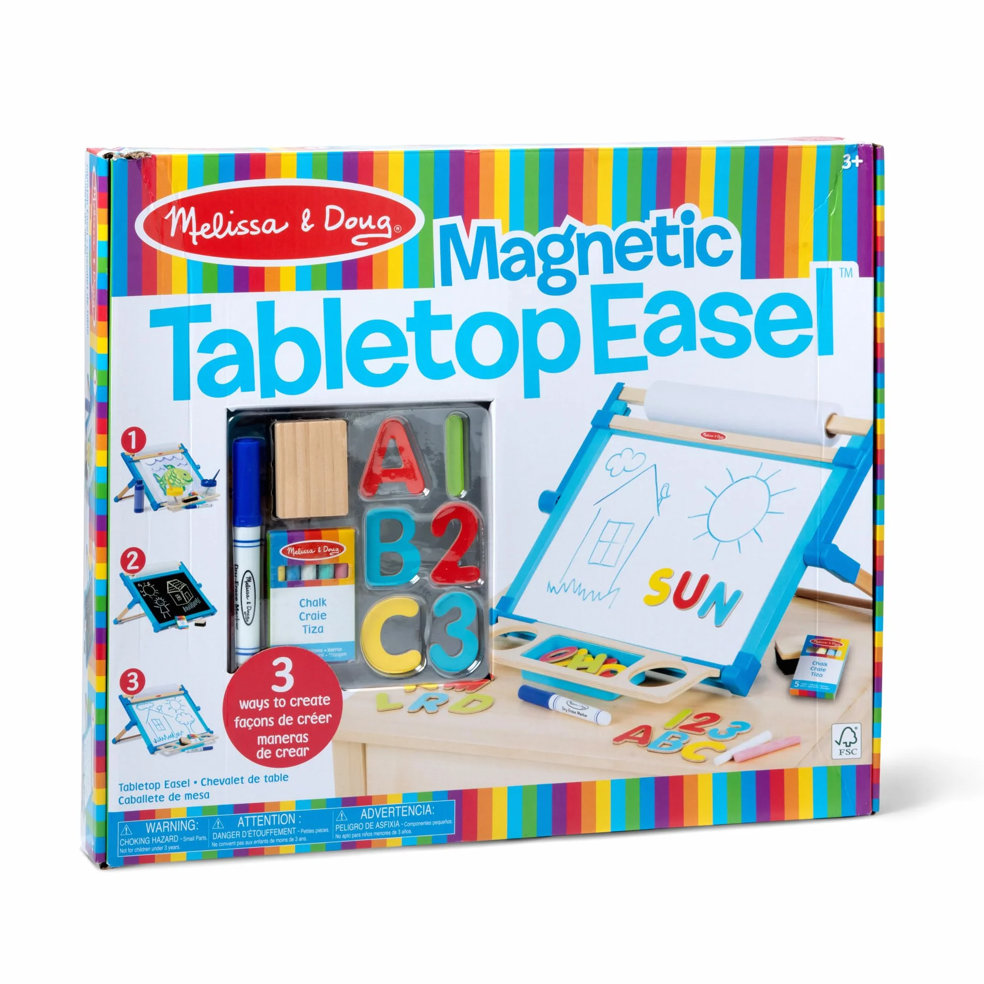 Melissa & Doug 12790 Cavalletto da Tavola Magnetico a Due Lati - Lavagna Cancellabile a Secco e per Gessetti