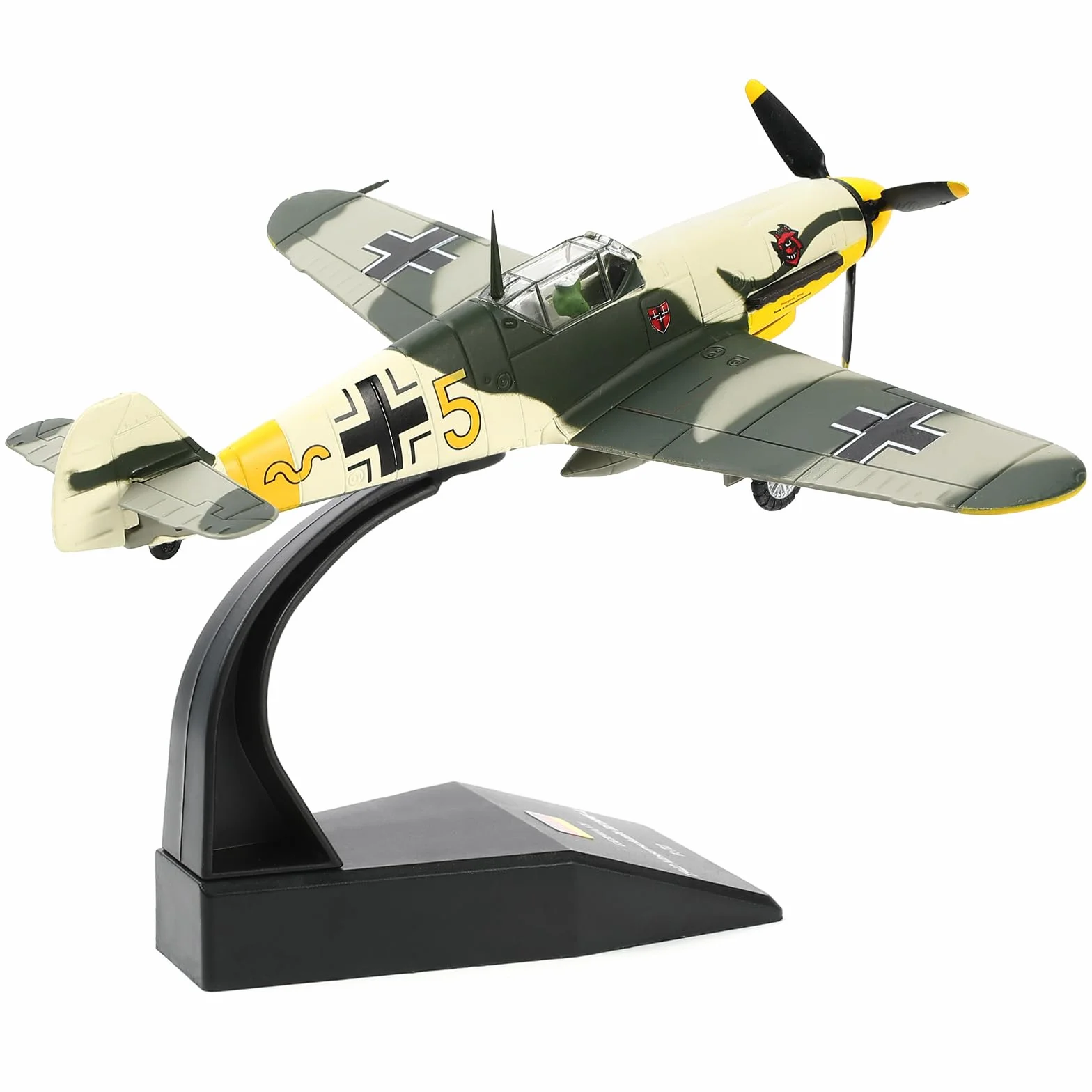 NUOTIE BF-109 Messerschmitt 1/72 Modello da Caccia in Metallo Tedesco della Seconda Guerra Mondiale Militare Finito di Aereo Pressofuso Giallo Kit Precostruiti con Espositore(Mimetico Giungla)
