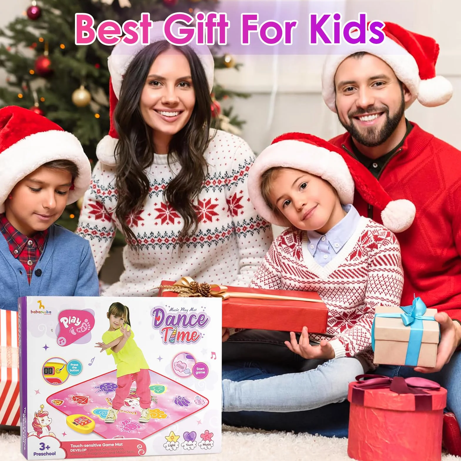 ZWOOS Tappetino da Ballo per Bambini 3-12+ Anni, Tappetino Musicale Elettronico Giocattolo Regalo