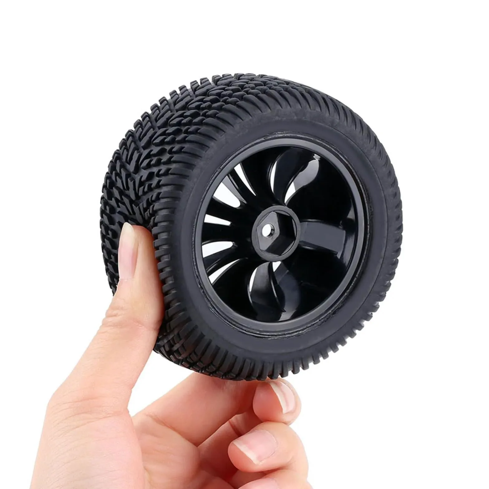 Per Racing 1:12 2 Pezzi Pneumatici Gomma Mozzi Plastica Ruota RC Modello Camion Auto Accessorio Assemblare Aggiornamento Modificato Sostituzione Sostituire Pneumatici