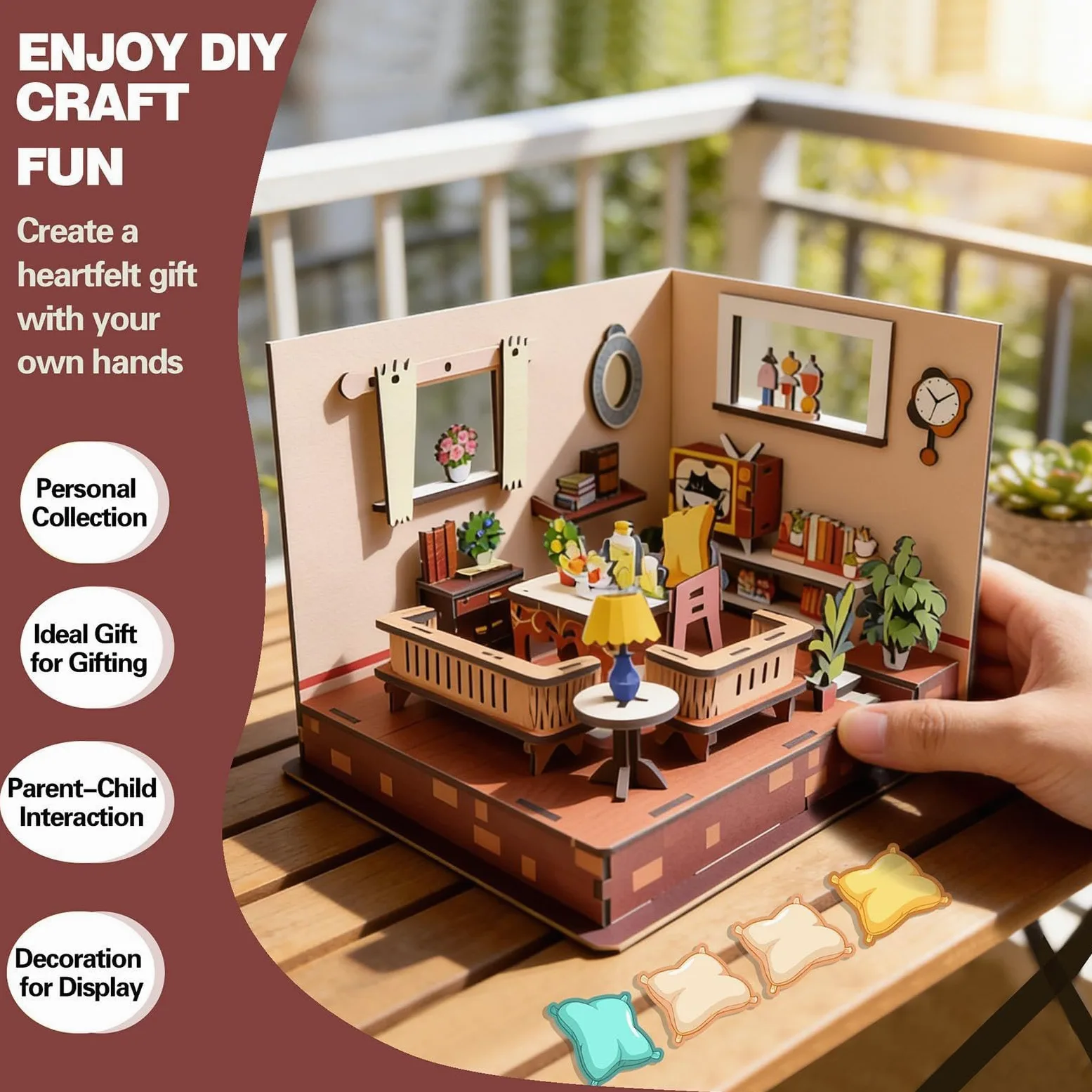 Puzzle da costruzione 3D in legno, esperienza coinvolgente per rilassarsi in famiglia, puzzle 3D in miniatura per bambini, adolescenti, ragazze e ragazzi