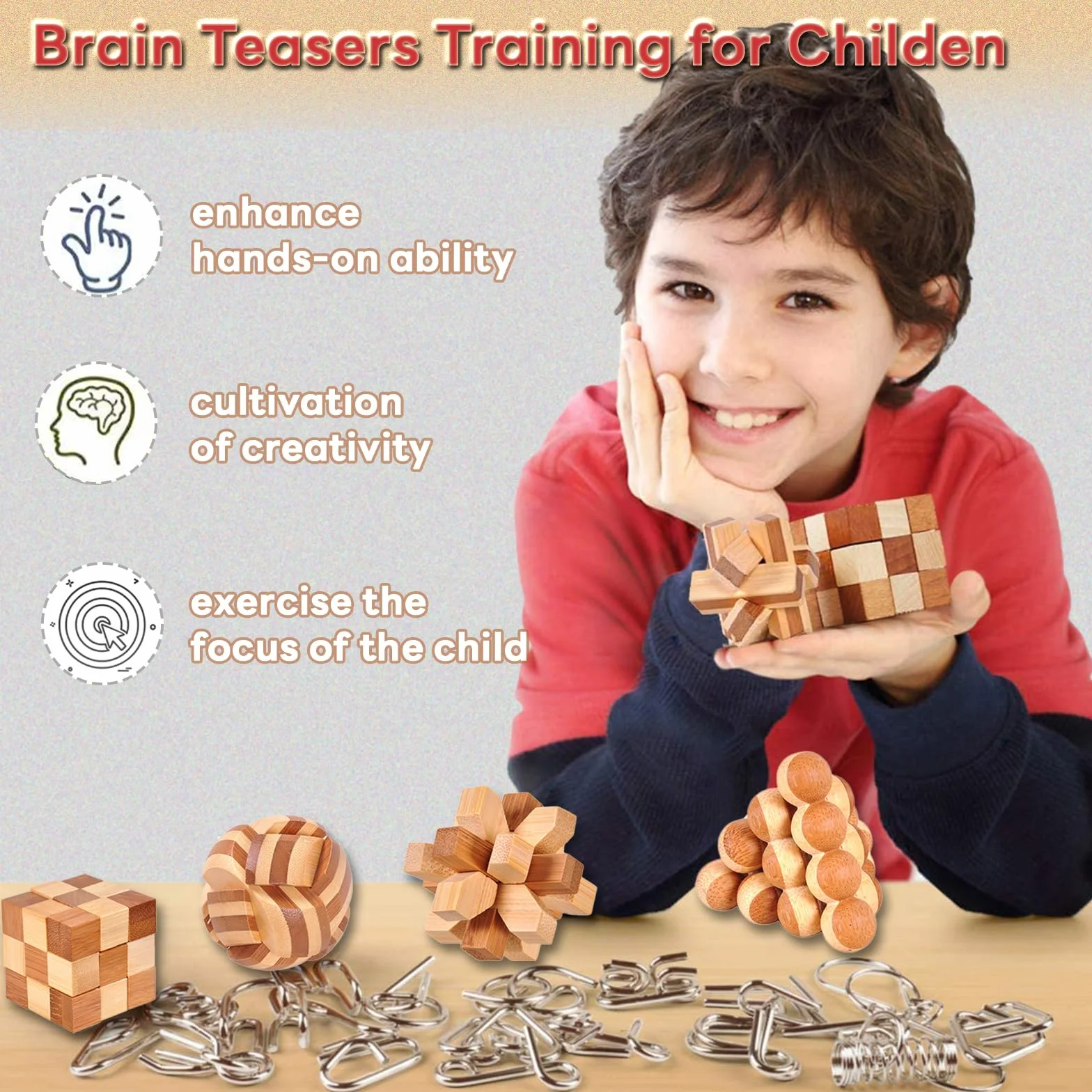 Giochi Rompicapo di Legno e Metallo Set da 20 Pezzi Logica Puzzle Giocattolo Regalo Bambini Erwachsene 5.0 cm