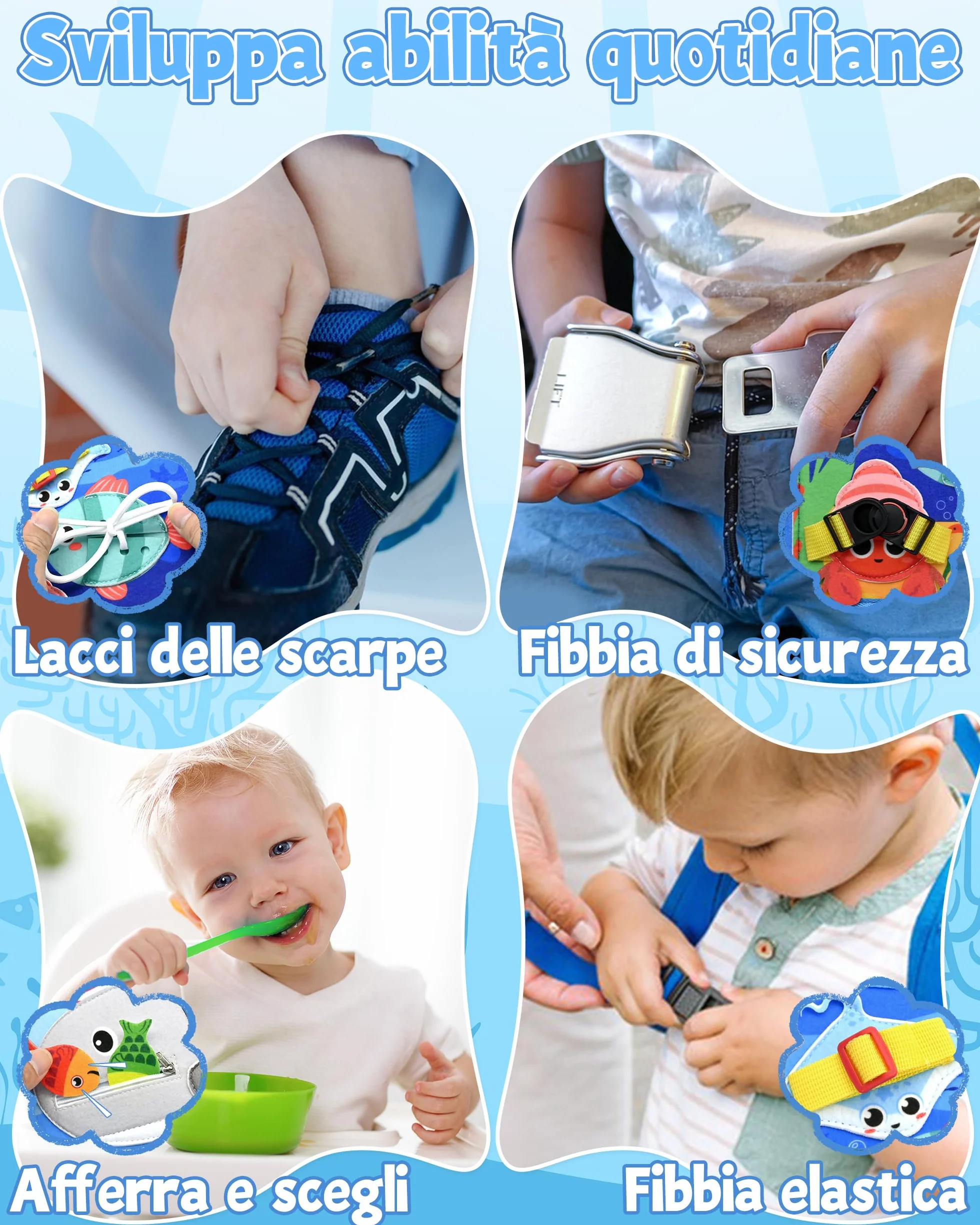 Busy Board Montessori Libro Interattivo 1-3 Anno - Giochi Montessori Sensoriale Educativo Valigetta Regalo Bimbo