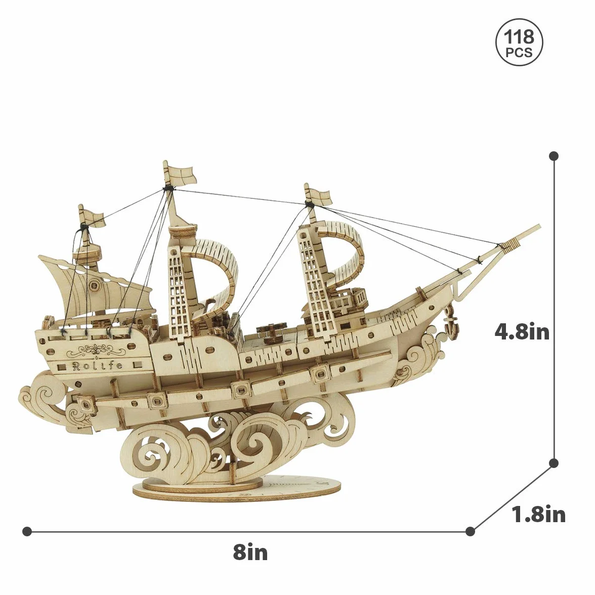 Rolife Puzzle 3D Legno Nave a Vela Rompicapo - Modellismo da Costruire Adulti - Decorazioni per la Casa Regalo Donna Uomo TG305