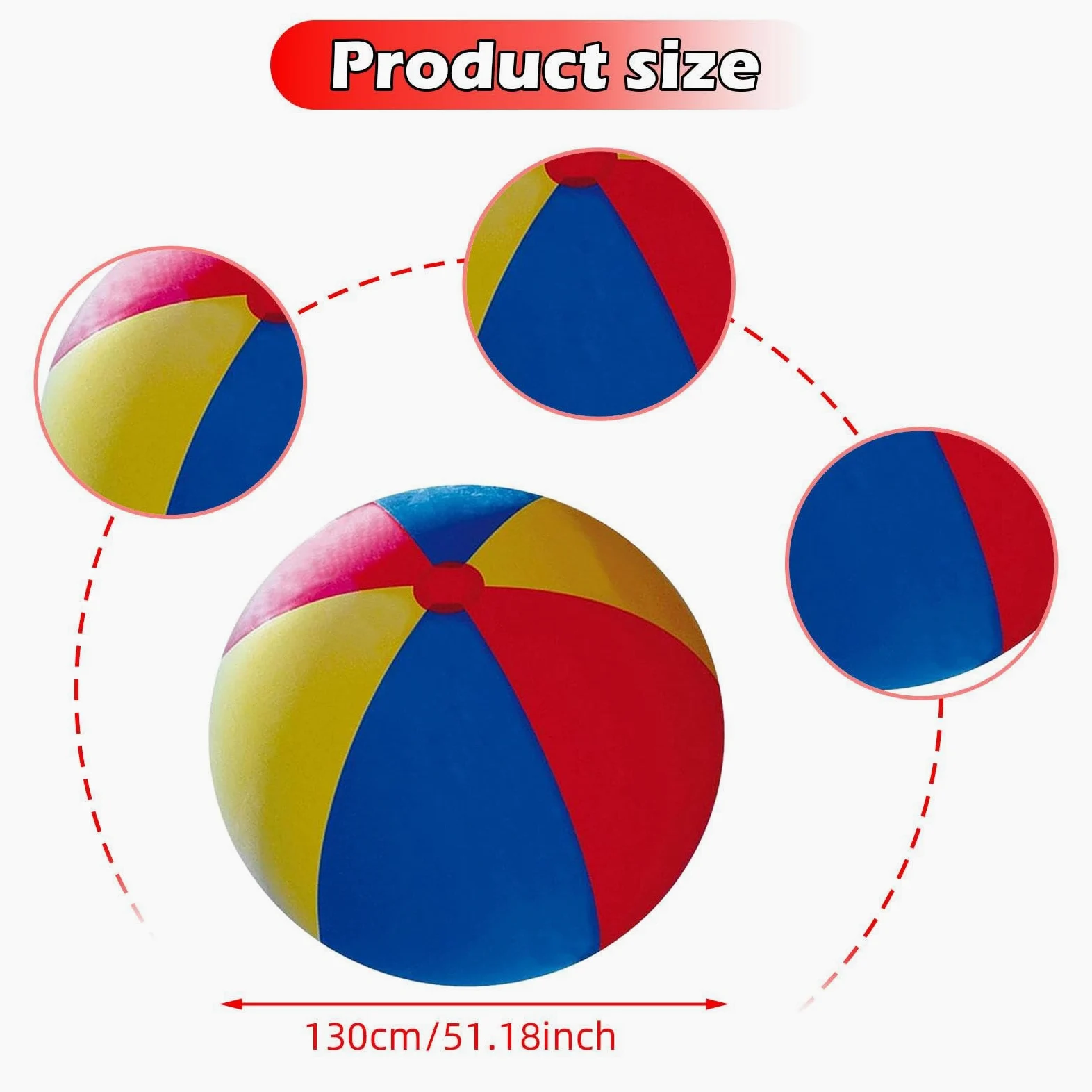 Pallone da Spiaggia Gonfiabile, Gioco da Giardino, Gioco Grande, Interazione Genitore-Figlio, Giocattolo Estivo Portatile E Interattivo, Pallone, 130 cm