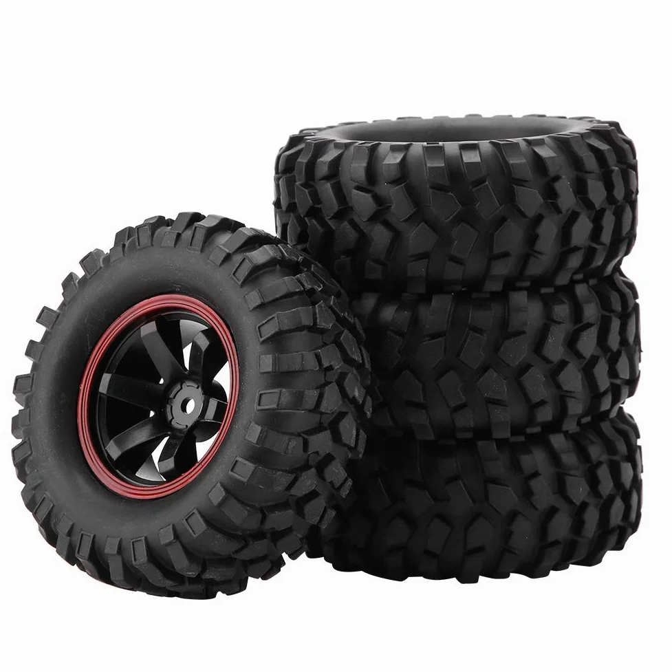 KIMISS 1 10 Rc Truck Wheels 12Mm Hex Slash 4X4 Pneumatici Gomma Plastica 4Pcs 6 Fori Pneumatici per Ruote Pneumatici in Gomma con Mozzi per 1 10 Scala Rc Crawler off Road Truck