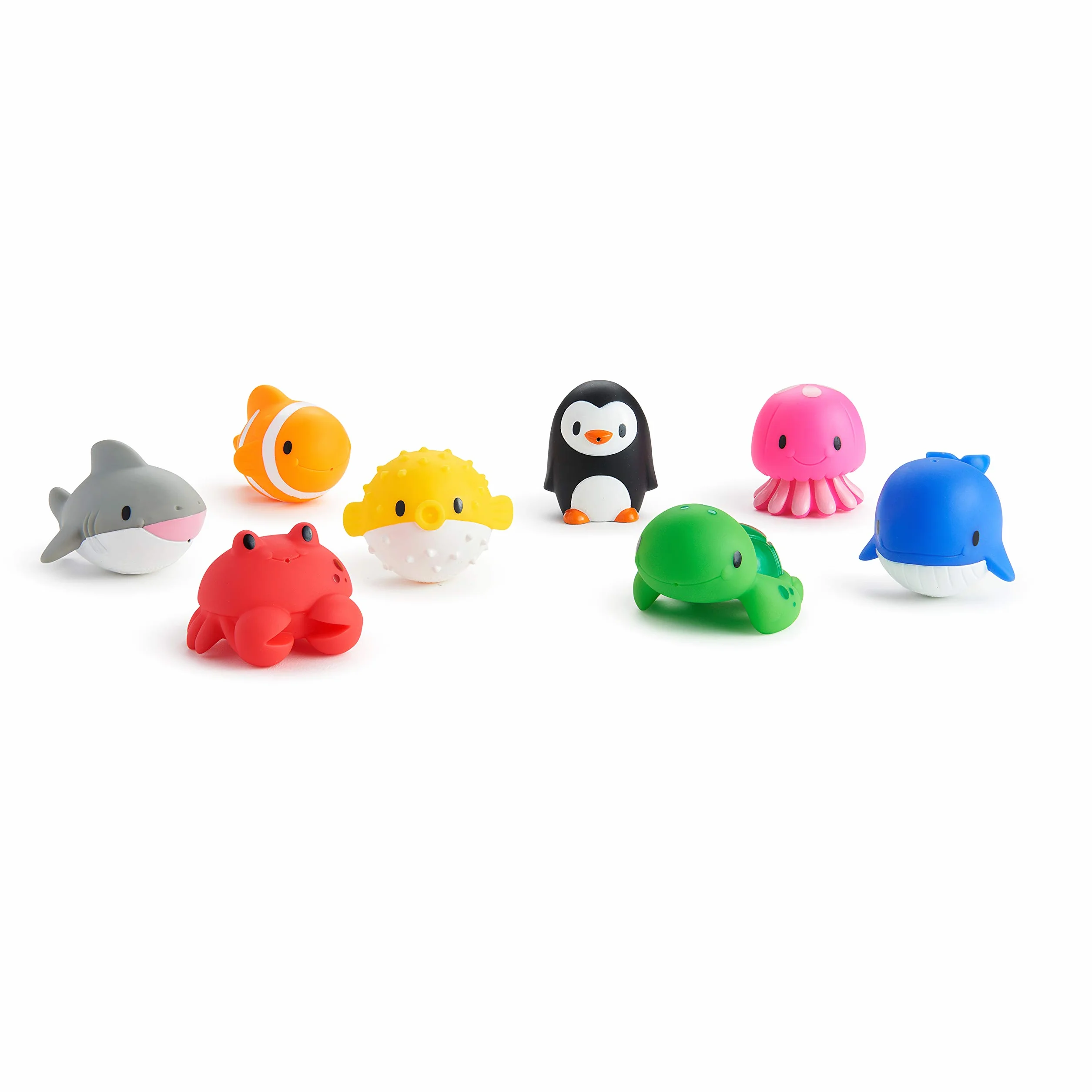Munchkin Giocattoli galleggianti animali oceanici in gomma, confezione da 8