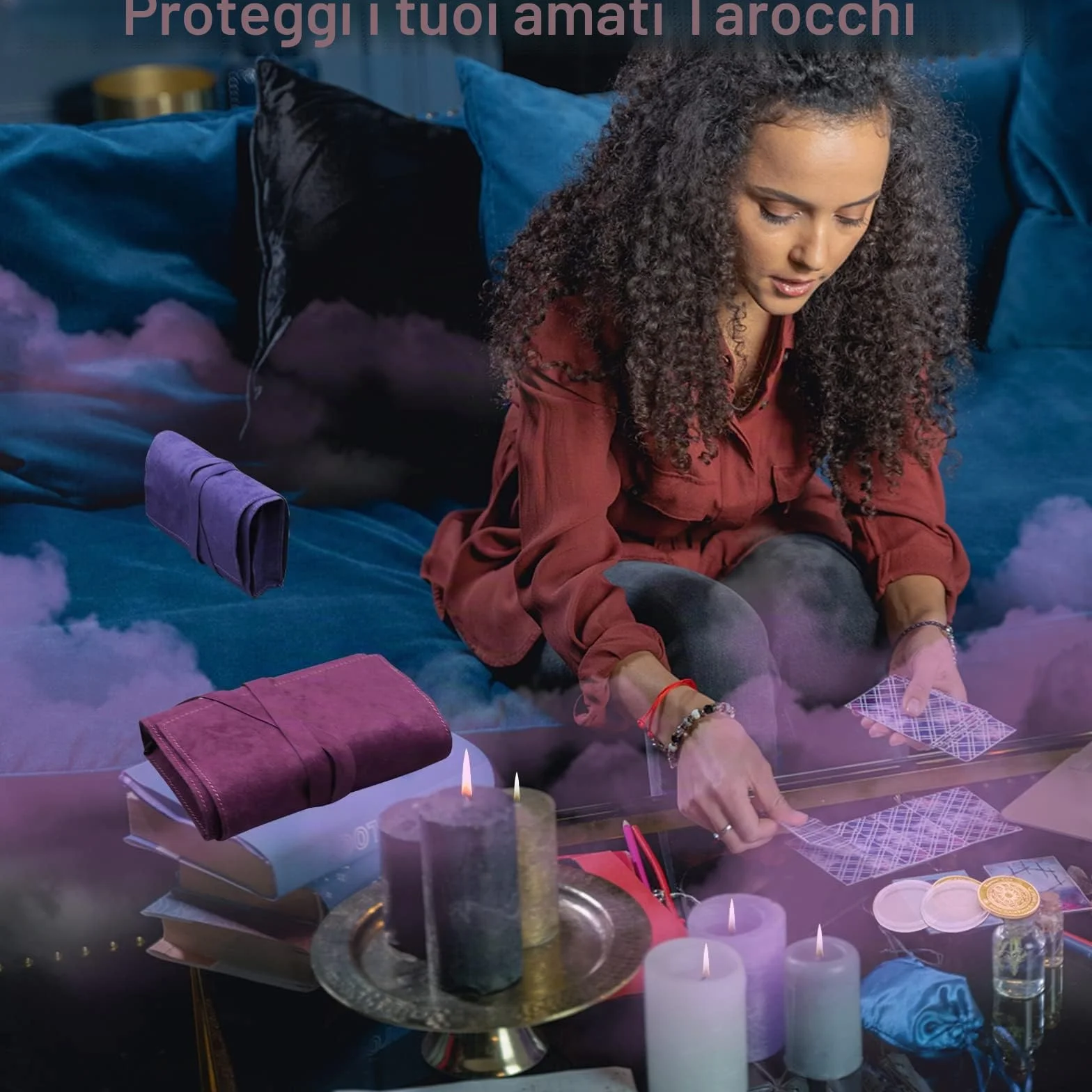 Kit Borsa Porta Carte dei Tarocchi da 3 Pezzi, Buste in Tessuto per Tarocchi, Accessori per Mazzo Oracle