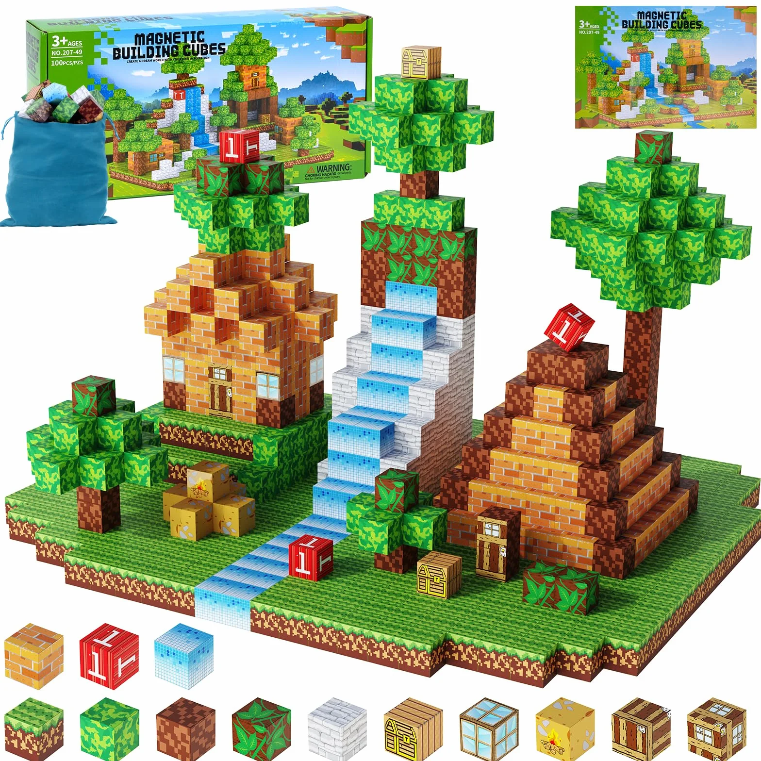 Jooyflares Blocchi Magnetici 100 Pezzi 2,5 cm Forti Magneti Montessori Giocattolo per Bambini dai 4 Anni