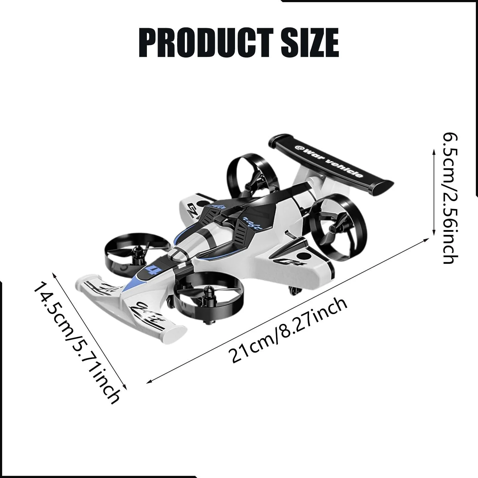 Mini Drone RC 2 in 1 per Auto Giocattolo, con Telecomando, Aeroplano Telecomandato per Ragazzi, Ragazze E, Bianco