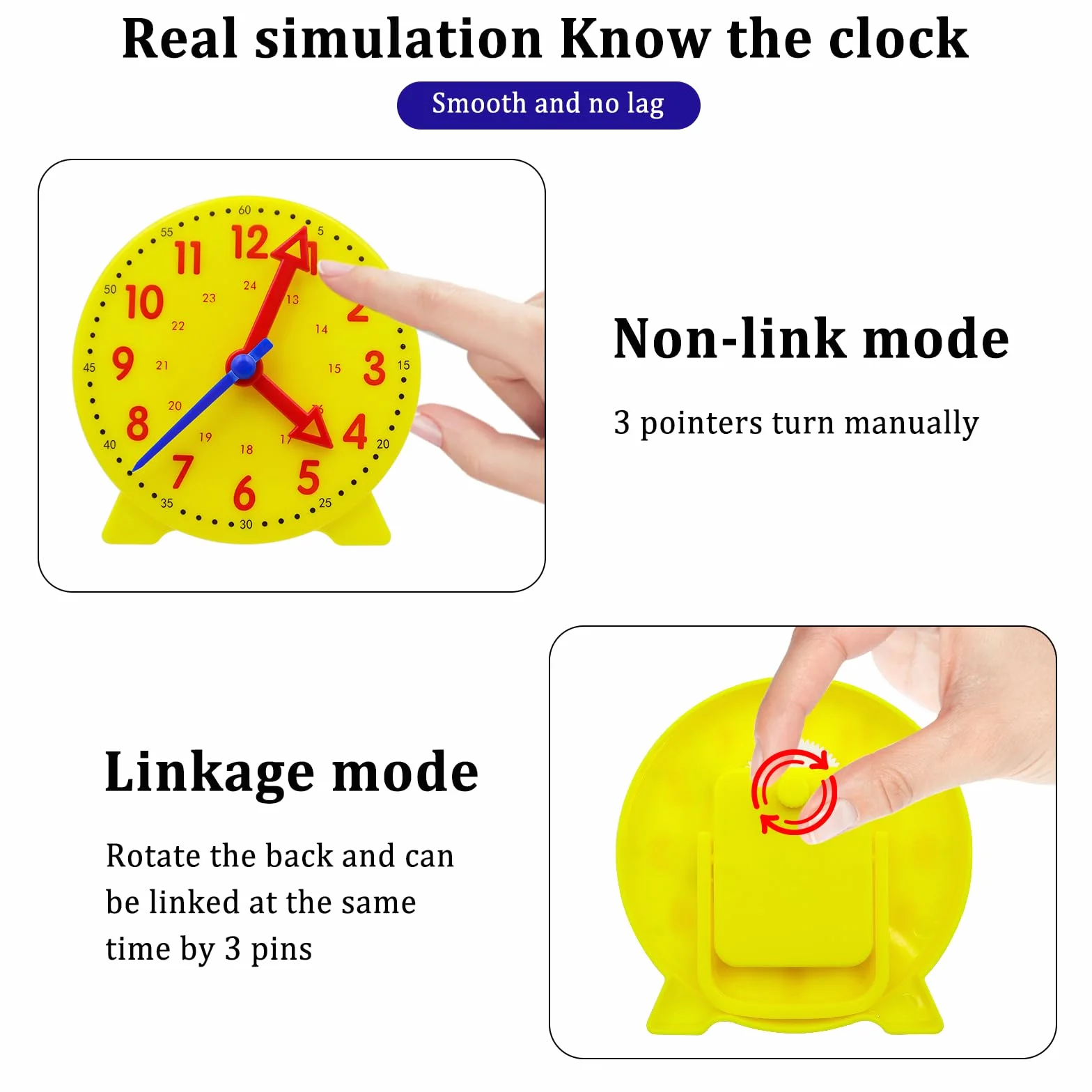 CONNECTION Orologio Giocattolo per Apprendimento Modello di Orologio Didattico Precoce Regali per Bambini Impara a Leggere L'orologio Orologi Educativo Regalo per 5 + Anni Ragazzo Ragazza Studenti