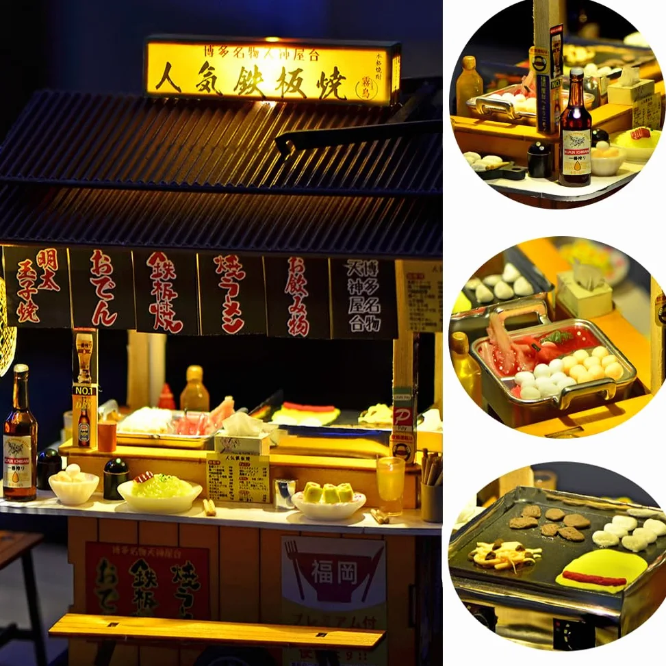 Kit fai da te per casa delle bambole in miniatura, negozio giapponese, casa delle bambole in legno, kit per casa delle bambole con mobili da costruire, giocattolo puzzle per regali creativi