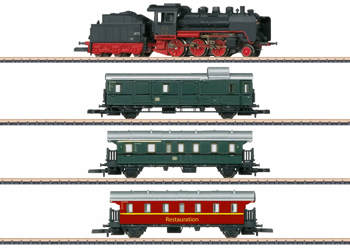 Märklin Modelleisenbahn 81874 Treno passeggeri Museum con Flok a vapore BR 24 Locomotiva Traccia Z 24 cm