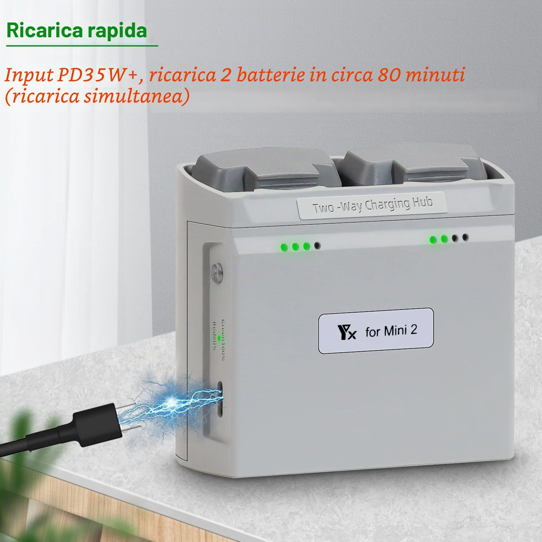 Caricatore Batteria Parallelo Multifunzione con Carica di Archiviazione per DJI Mini 4K/2/2 SE, Mini SE Drone, Hub di Ricarica Bidirezionale, Accessori per Doppia Batteria