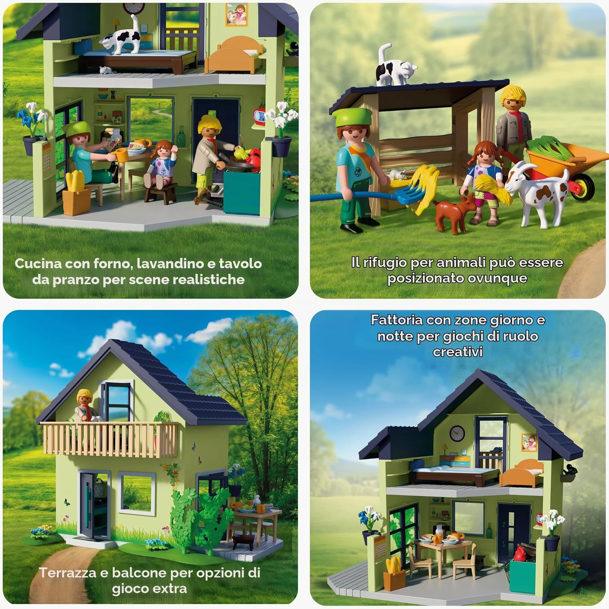 PLAYMOBIL | Country | Casa di campagna | Casa abitabile con balcone, cucina, letti, animali e accessori completi | Per bambini da 4 anni | 72162
