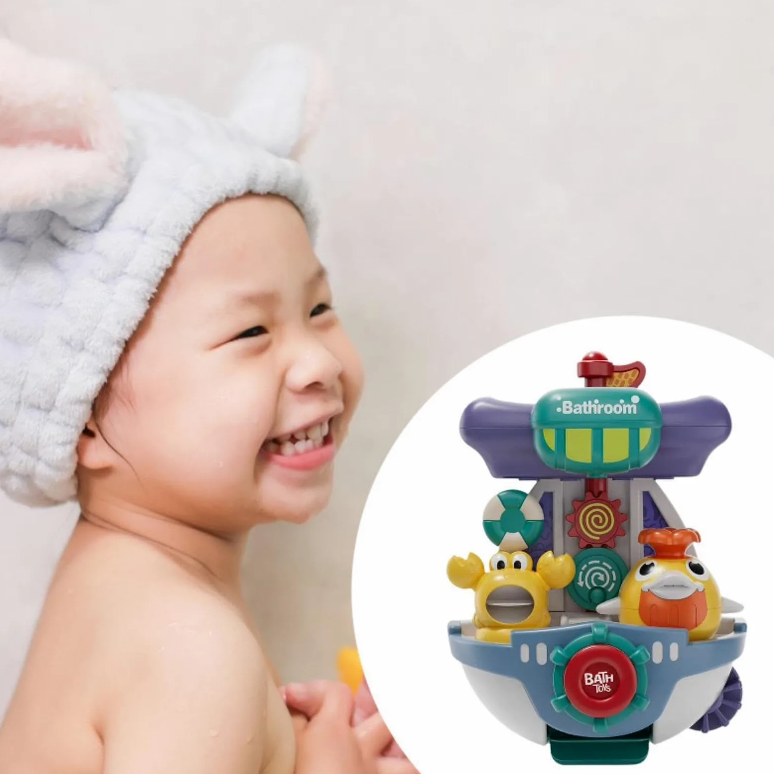 F Fityle Giocattolo da bagno per neonati, giocattoli da bagno, decorazione da parete, giocattoli che spruzzano acqua, irrigatore per doccia da bagno per, Bianco