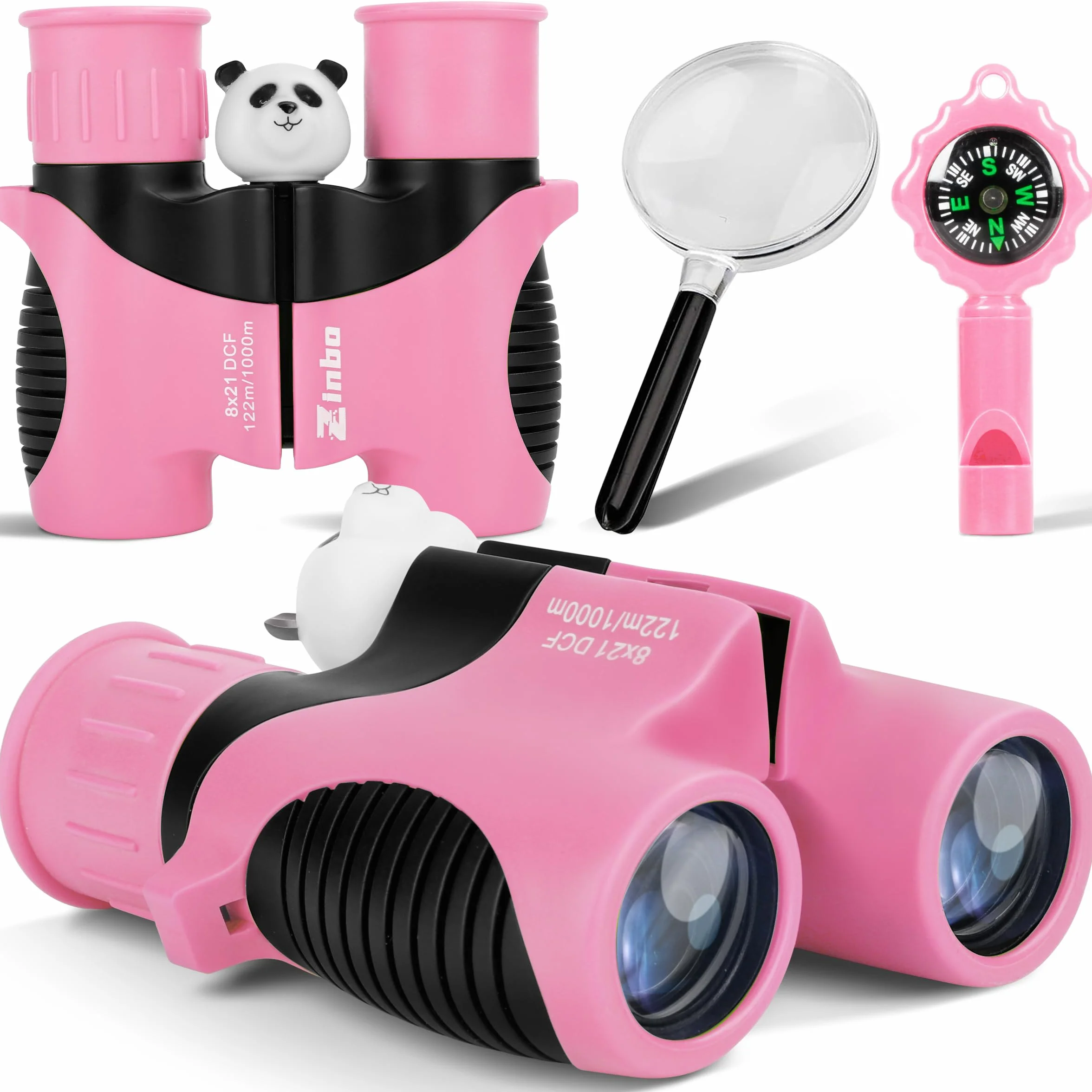 Binocolo Bambini 8x21 Ottica reale ad alta risoluzione, con lente d'ingrandimento e bussola fischietto, binocolo per bambini da 3 a 12 anni, ragazzi e ragazze, escursioni, viaggi