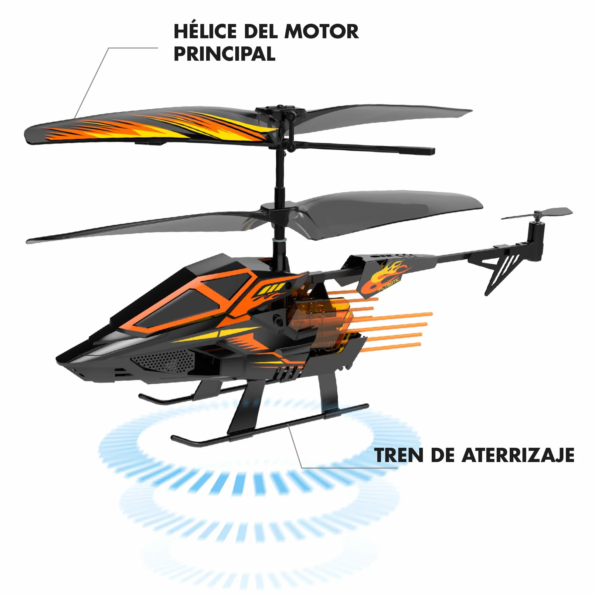 Bizak FLYBOTIC Hover Blast, elicottero radiocomandato con telecomando radiocomandato e 16 razzi di tiro per colpire un bersaglio, per bambini e adulti, (62004567)