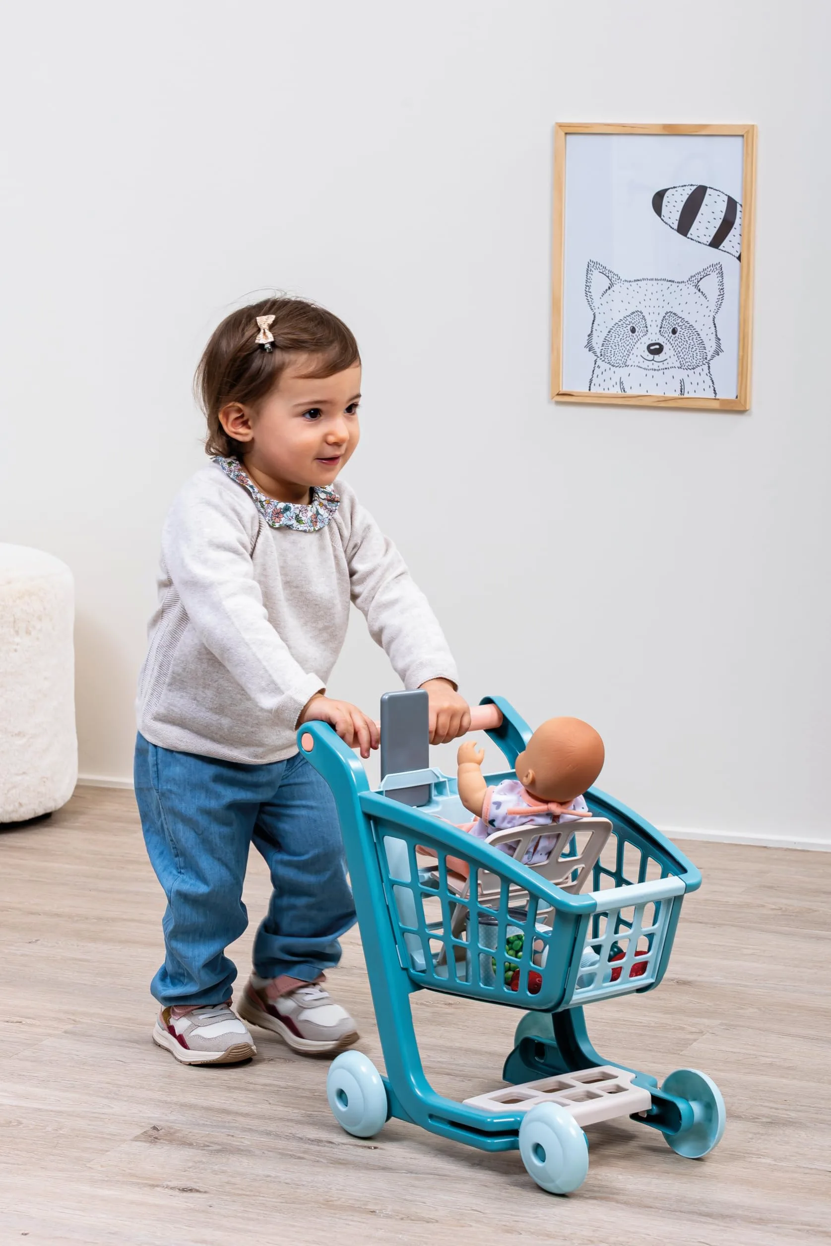 Ecoiffier - Carrello per la Spesa con Bambola, Set Gioco di Ruolo con Passeggino Carrello e Bambola Inclusa, Gioco di Imitazione e Cura, +18 Mesi, 7900001658