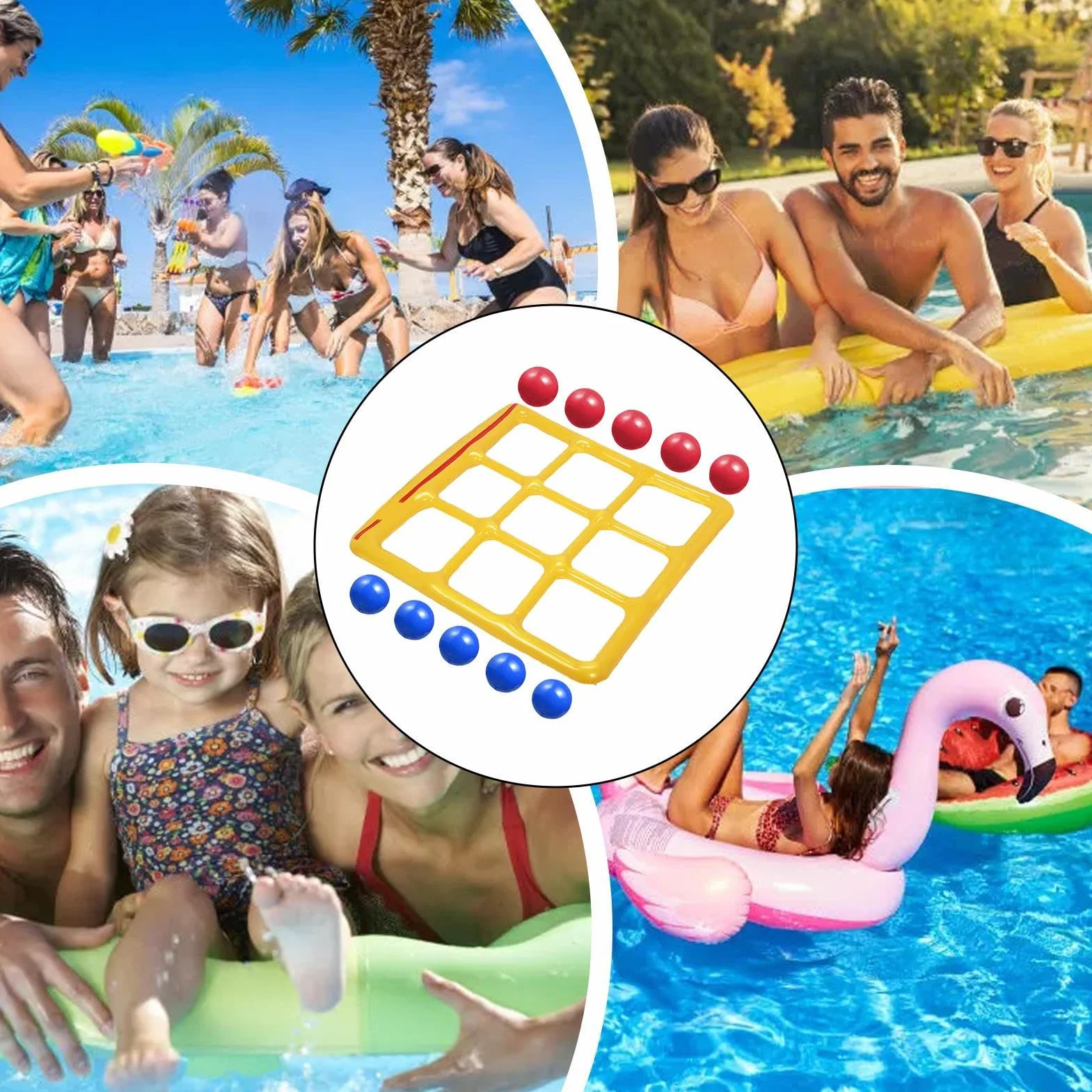 Generico Giochi per Piscina | Accessori Piscina - Galleggiante Gonfiabile con 10 Palle Attrezzatura Sportiva per attività all Aperto Familiari Lago Giardino Viaggio Spiaggia