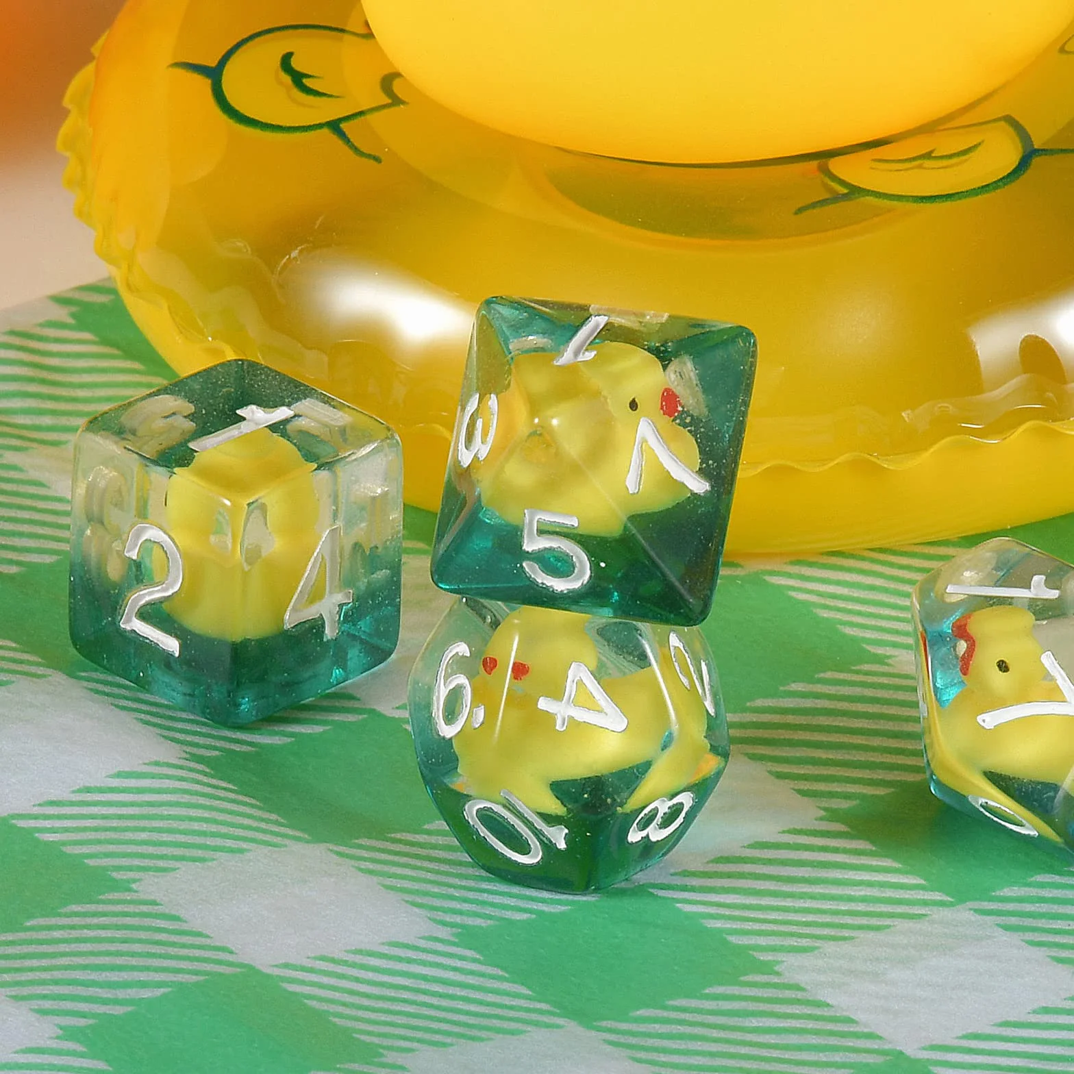 Duck Dice Polyhedral & RPG Set Inside Roll Play Gaming D20 Dungeons and Dragon 7 pezzi