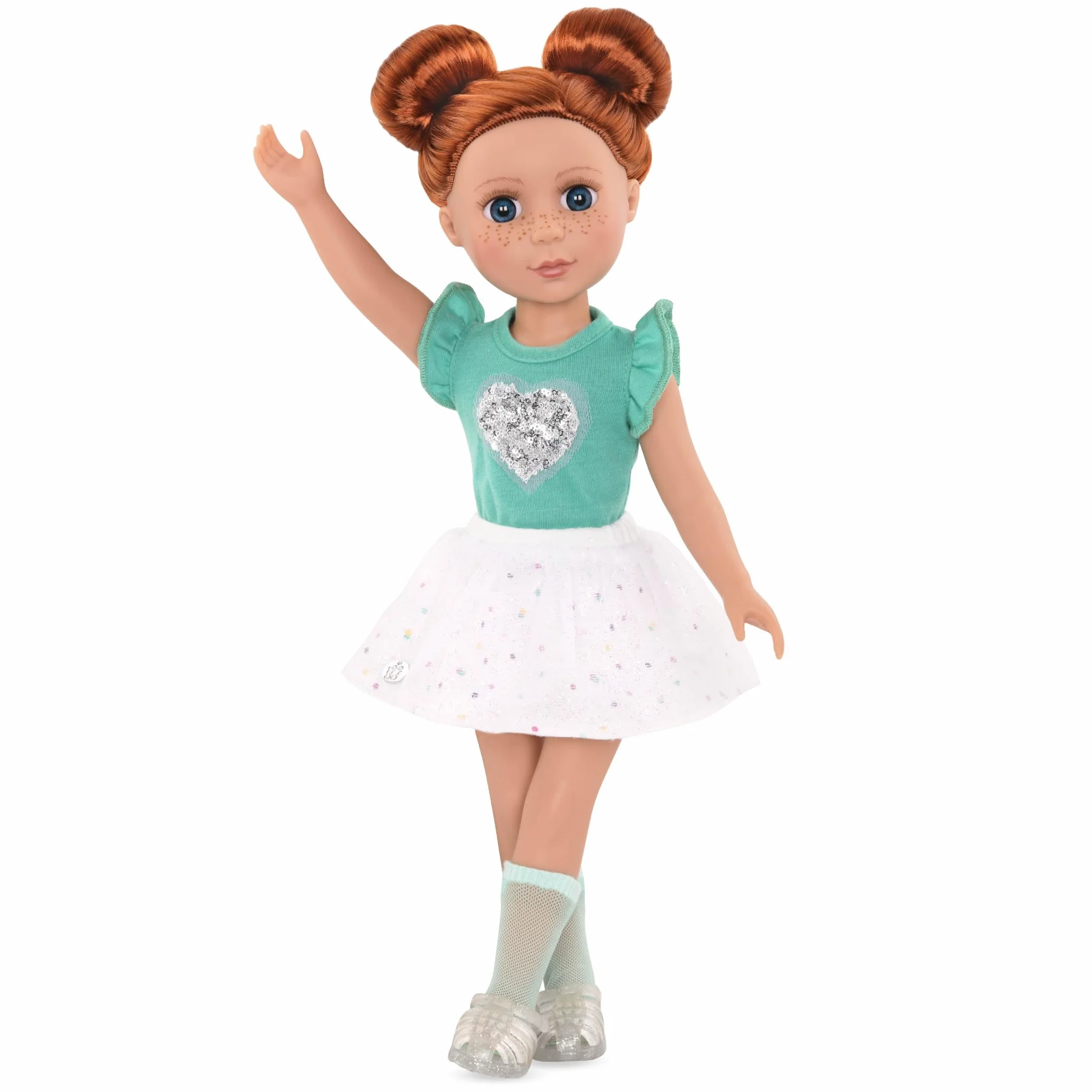 Glitter Girls - Scintillante con stile! - Vestiti per bambole Glitter Girls - Abito con cuore scintillante - Top e gonna con volant - Accessori per bambole da 36 cm - 3 anni +
