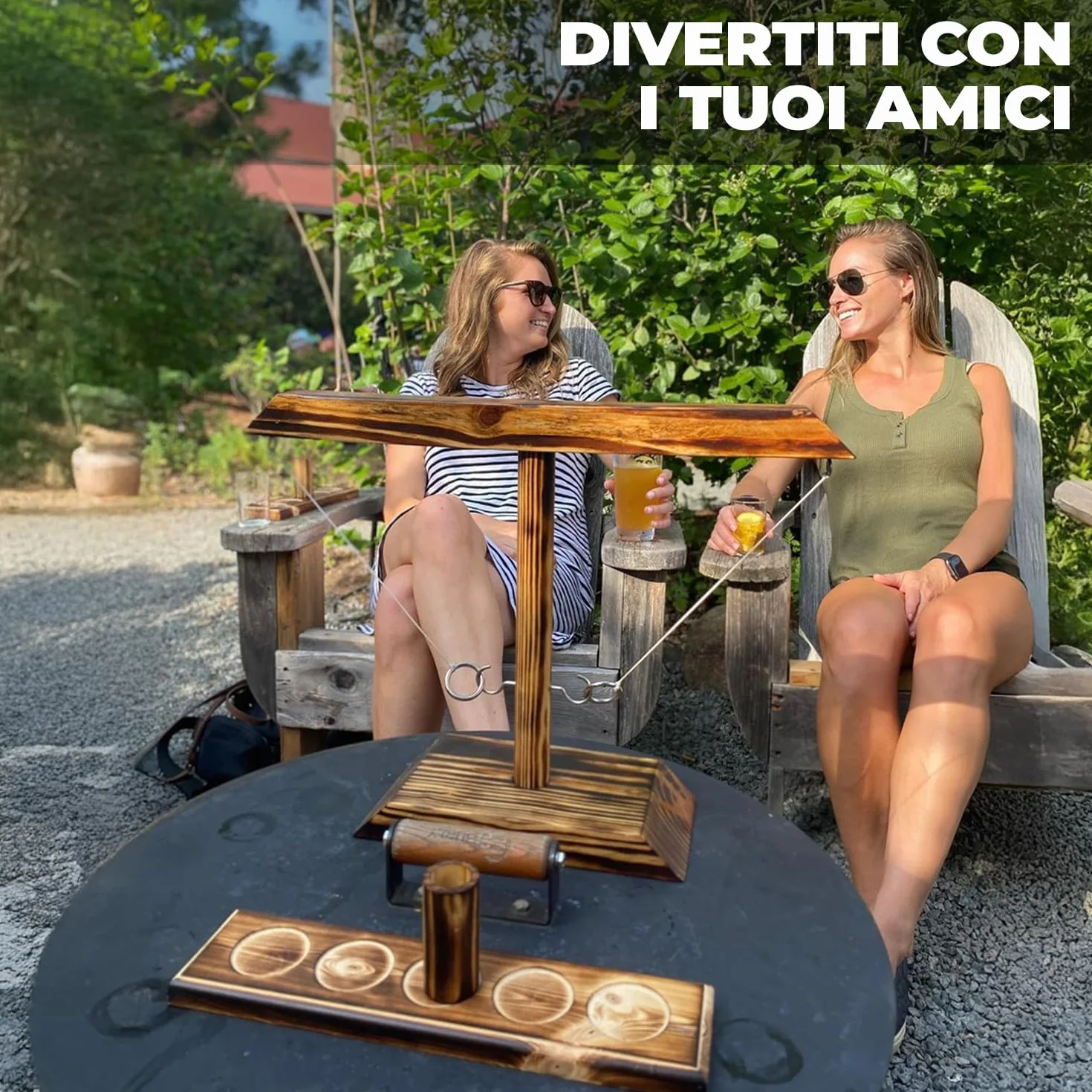 Original Cup Gioco Ring Toss® | Gioco di abilità in Legno | qualità Premium | Lanciatore di Anelli Appeso | Chi sarà Il più Veloce? | all'Interno e all'aperto | Adulti | 100% Legno | SparkL®
