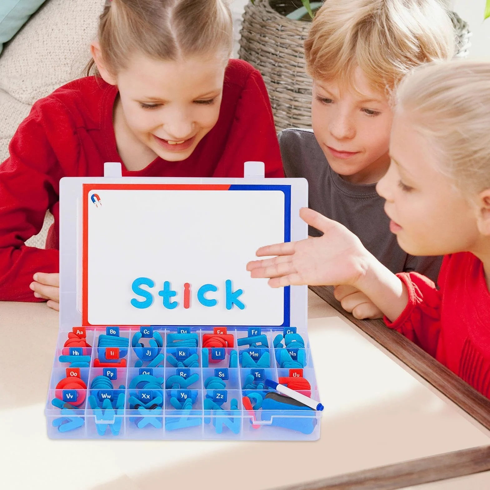 Set di lettere magnetiche colorate per ragazzi | Kit di lettere dell'alfabeto magnetiche con lavagna magnetica su entrambi i lati, per ragazzi e ragazze