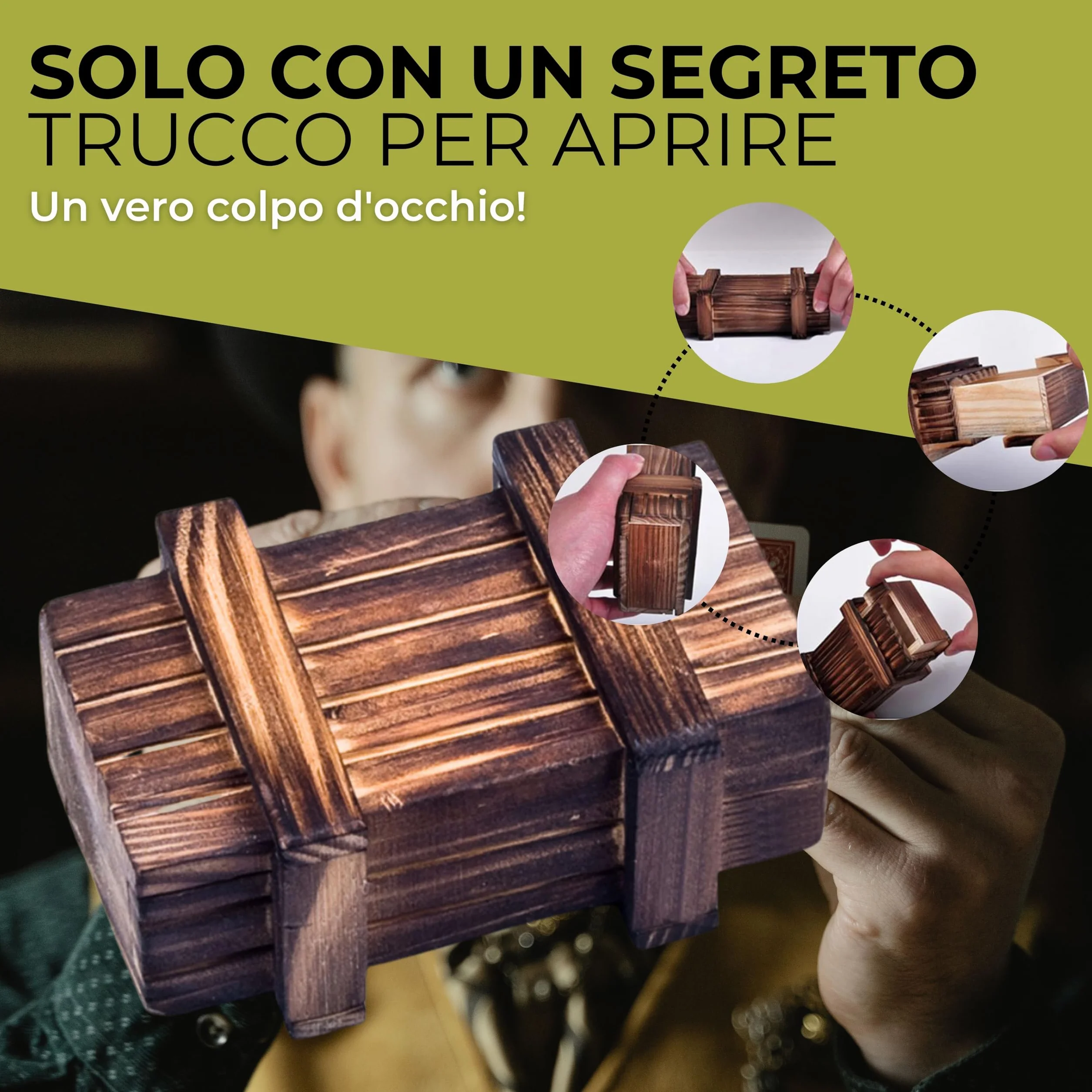 GADGET HERO Scatola in Legno Puzzle con Scomparto Segreto