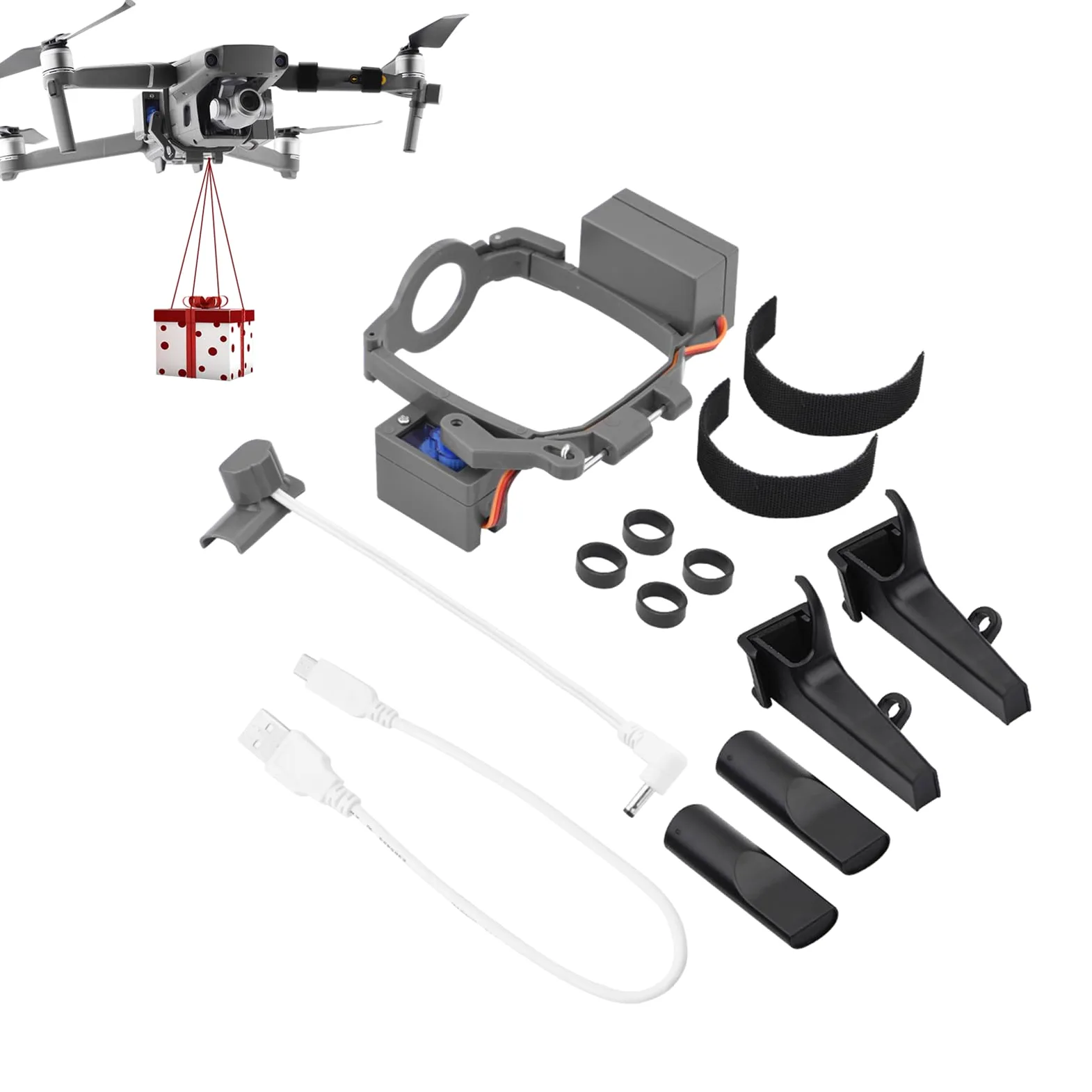Sistema di lancio aereo LICHIFIT per droni con atterraggi per DJI Mavic 2 Pro/Zoom Lanciatore fotosensibile Trasporto Consegna Rilascio Carico Dispositivo di lancio aereo Gambe estese