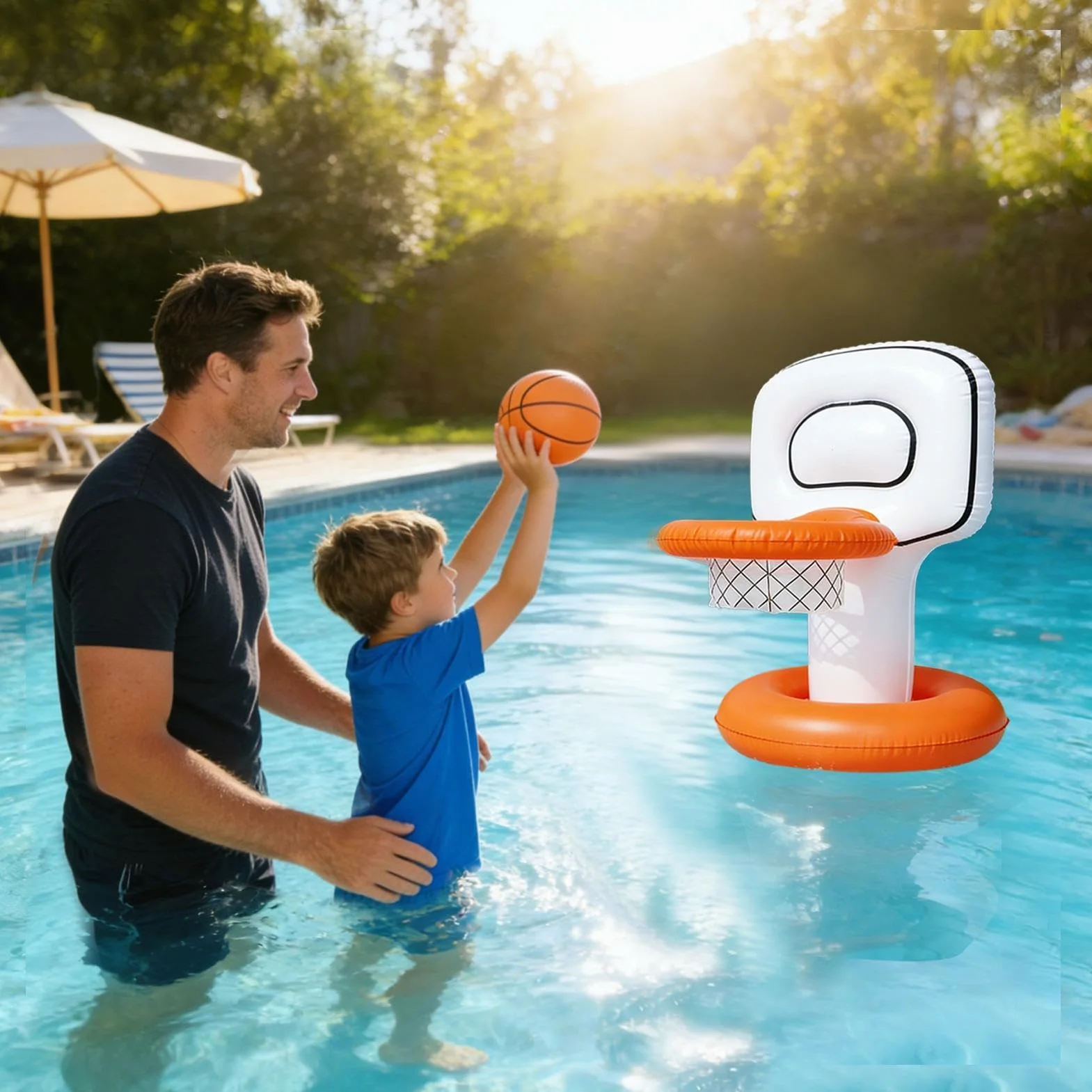 Canestro da Basket Galleggiante in Piscina,Giochi da Piscina Gonfiabili per Interazione Genitore-Figlio | Canestro da Basket con Palla,per Lago, Spiaggia, Campeggio Estivo, Acquapark, Bambini, Adulti