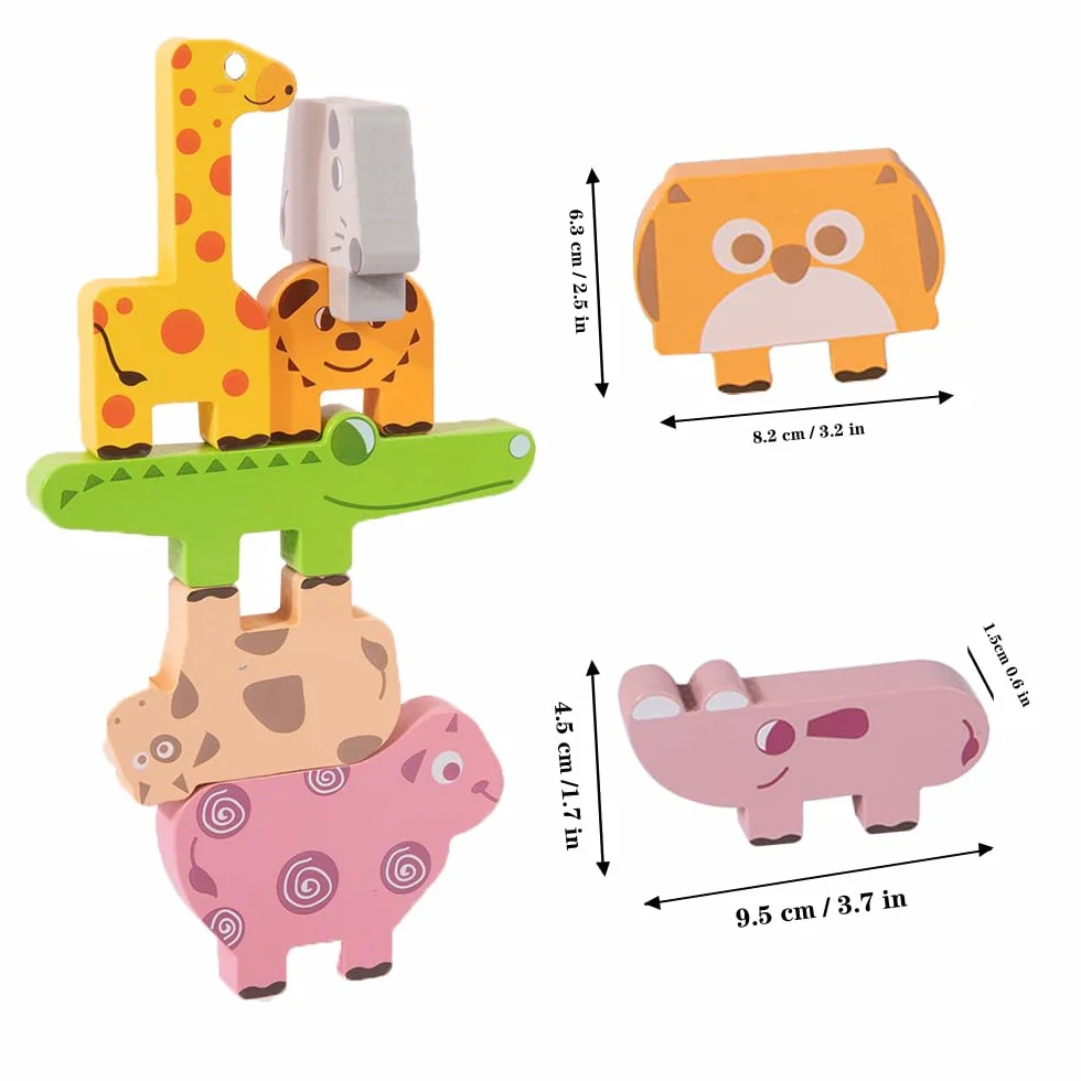 Giochi Legno Bambini, Montessori Impilabili Animali Blocchi Costruzione, Bambino Educativi Gioco Equilibrio Giocattolo in Legno Regalo per Bimbo Ragazzi Ragazze 2 3 4 Anni