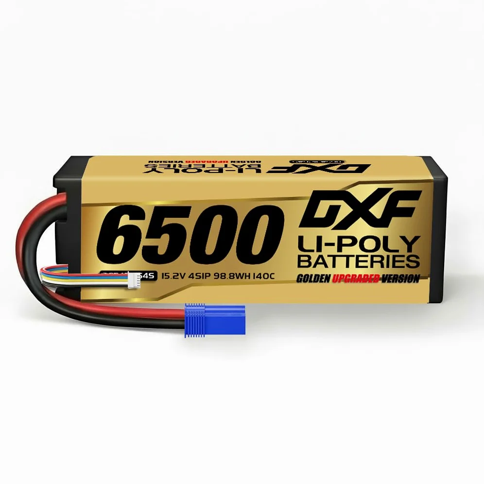 DXF Batteria LiPo 4S 15.2V 6500mAh 140C HV Spina EC5 Auto RC Truck Buggy 1/8 1/10 Alte Prestazioni Potente Tecnologia Avanguardia Sicurezza Gare Racing Modellismo 1 Pezzo