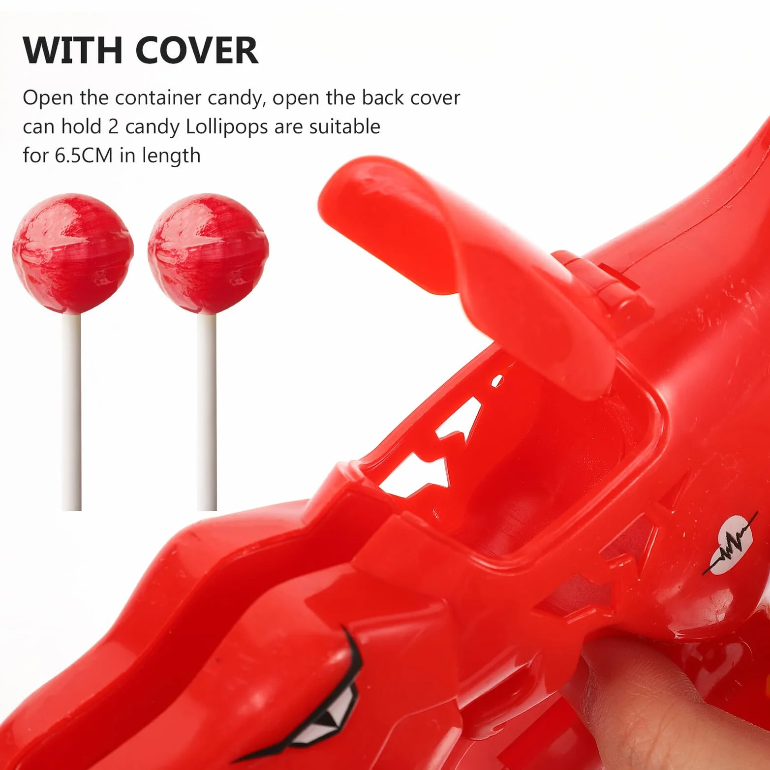 ERINGOGO Giocattolo Porta Lecca-Lecca Robot Dinosauro Rosso 2 Pezzi, Spara Lecca-Lecca Divertente per Feste, Regalo Compleanno Pratico e Sicuro in Plastica Dura